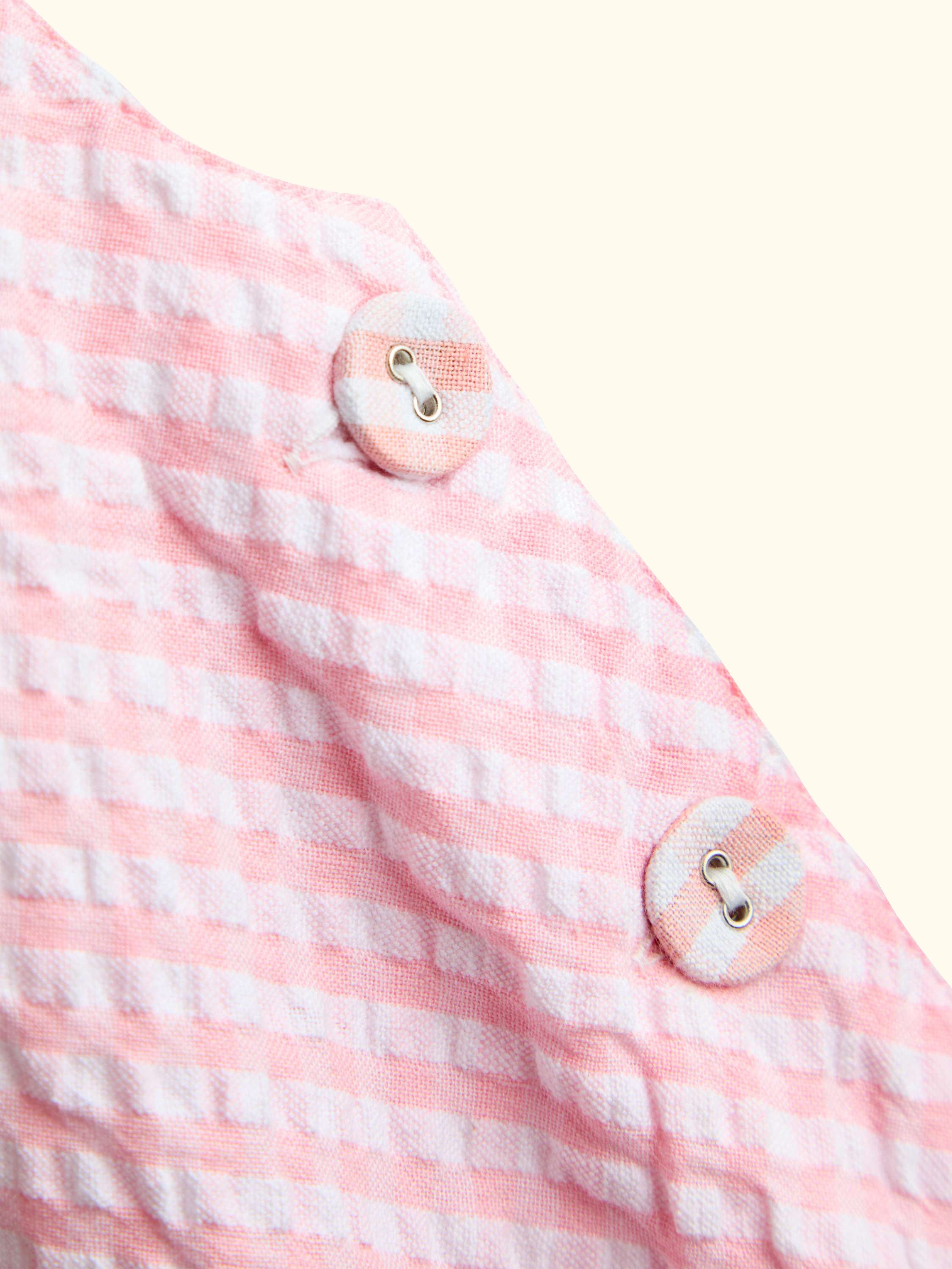 Baby Embroidered Gingham Dungarees, Light Pink