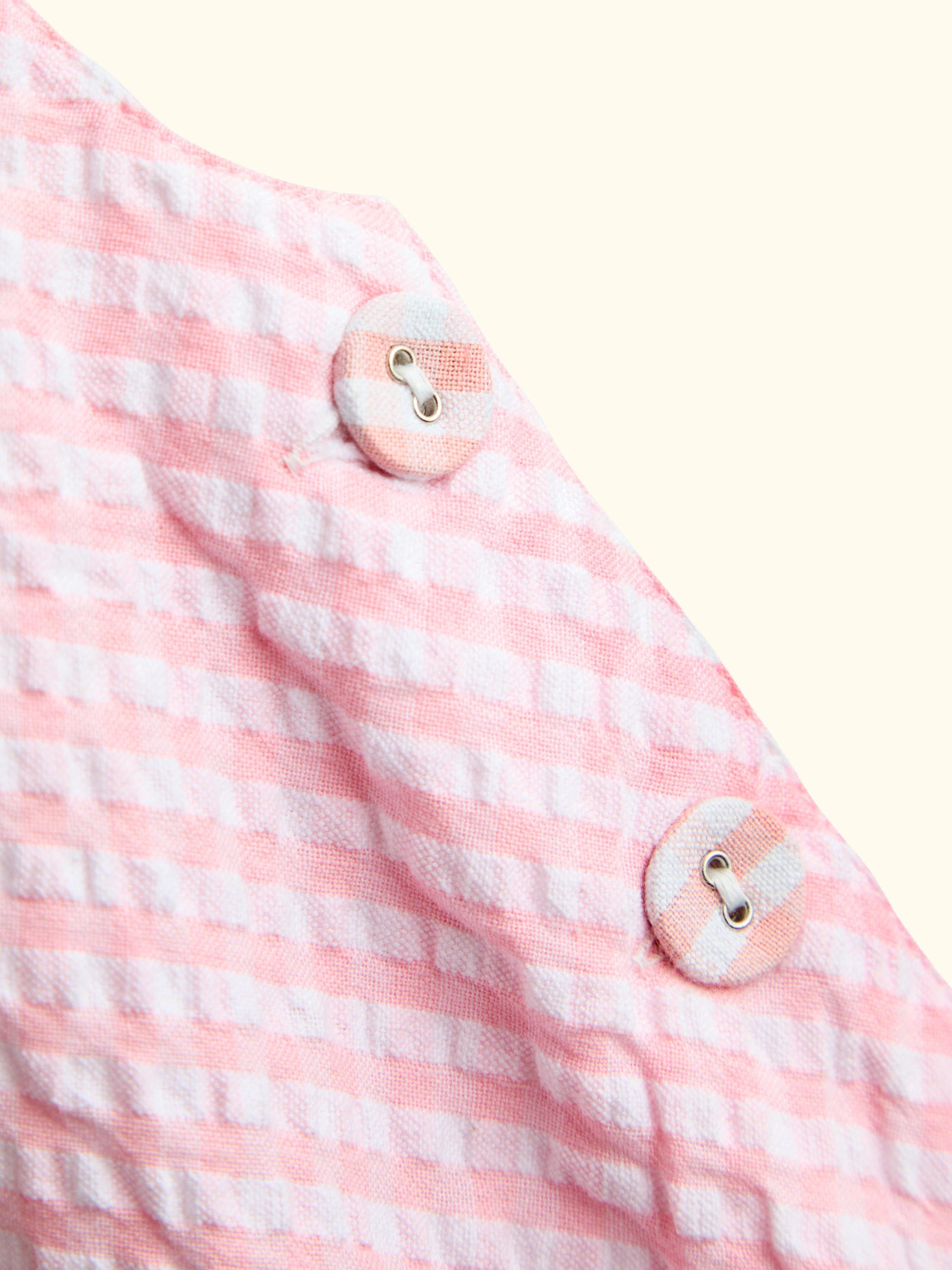 Baby Embroidered Gingham Dungarees, Light Pink