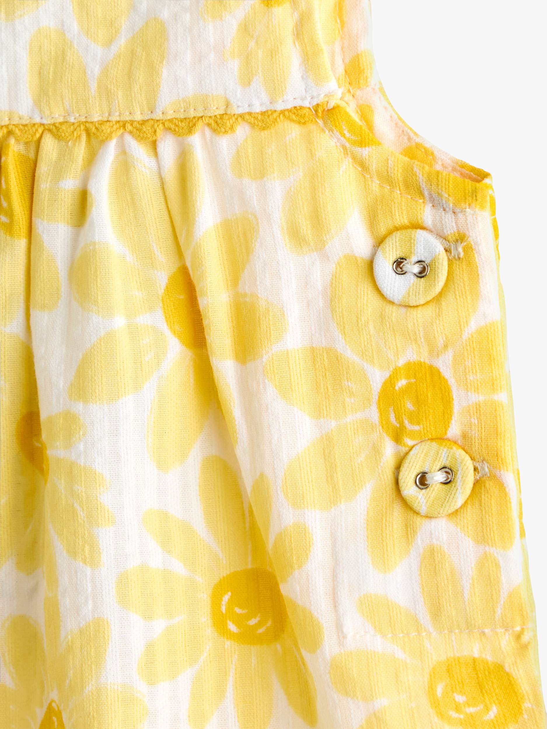 Baby Printed Seersucker Dungarees, Mid Yellow