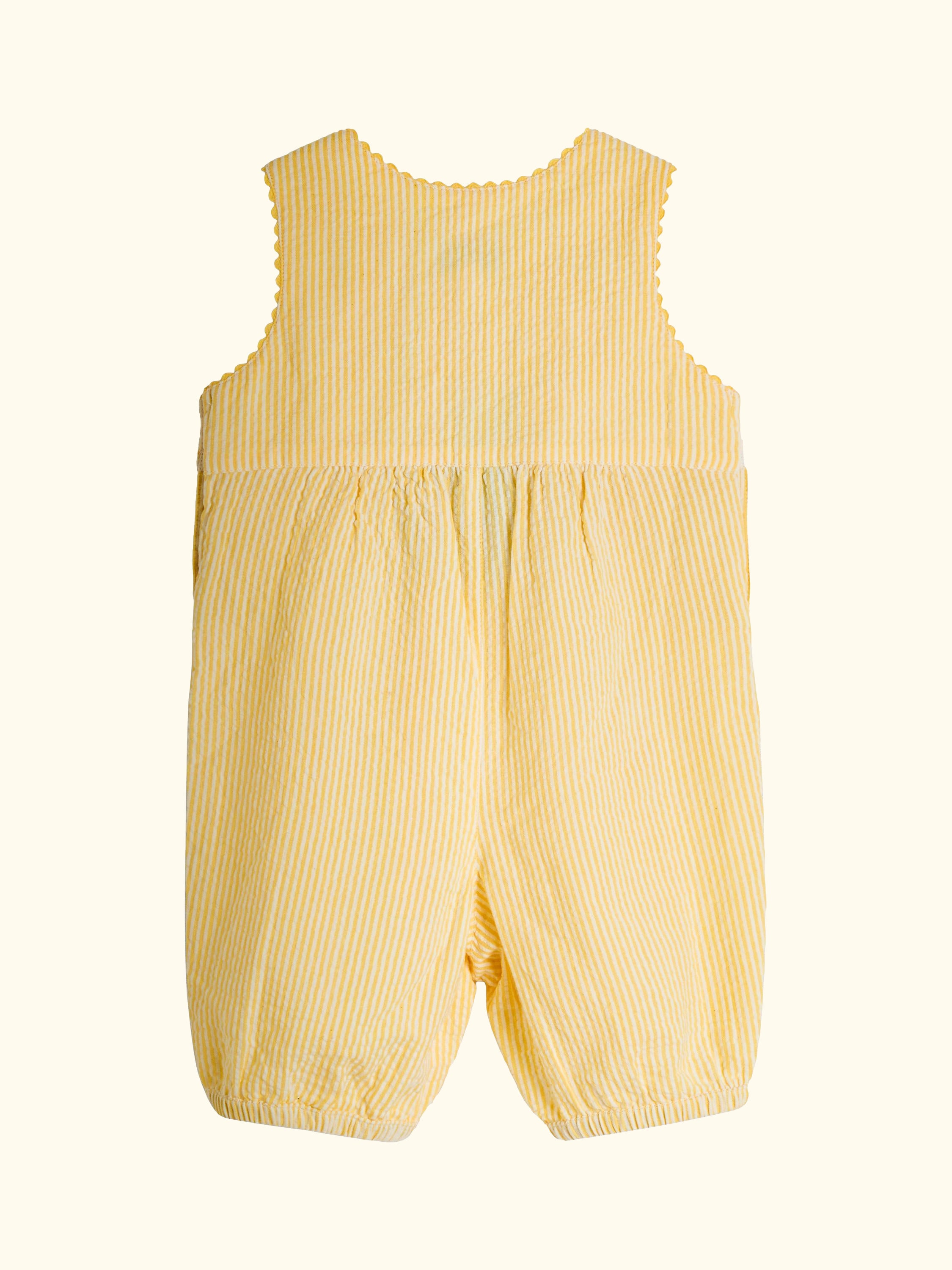 Baby Appliqué Pocket Smocked Dungarees, Light Yellow
