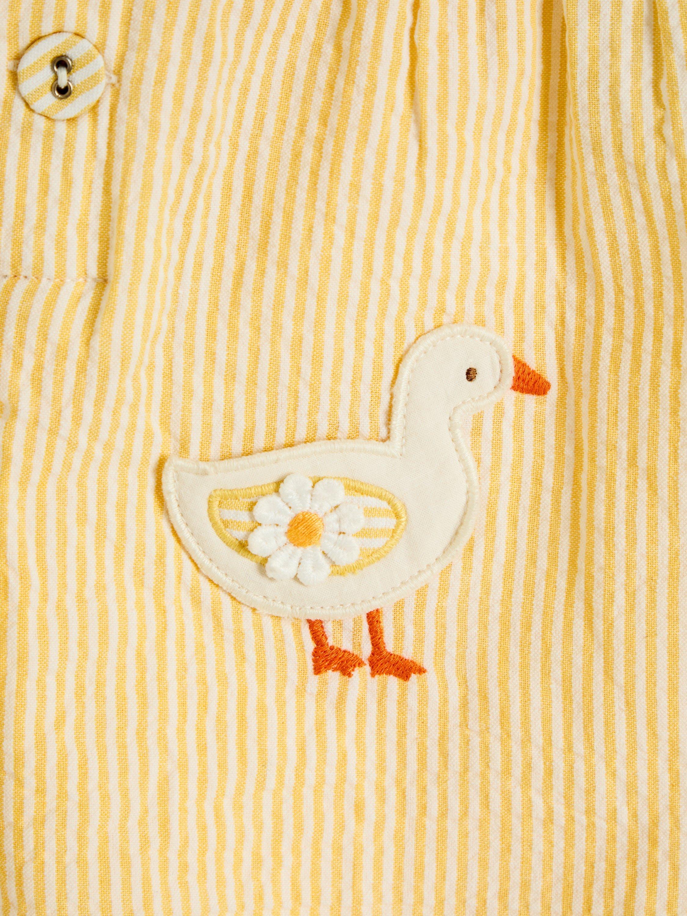 Baby Appliqué Pocket Smocked Dungarees, Light Yellow