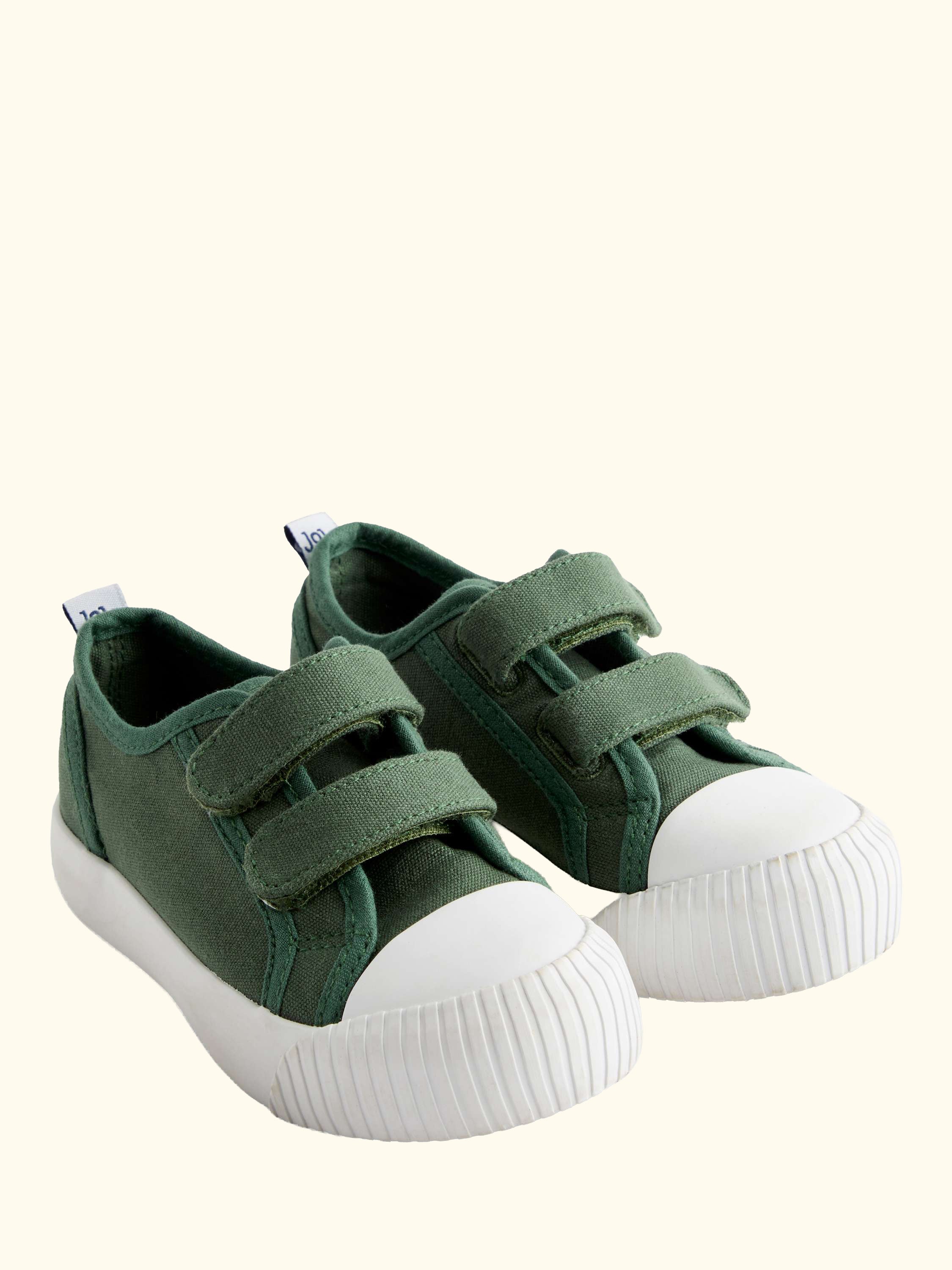 Kids' Double Strap Trainers, Khaki Green