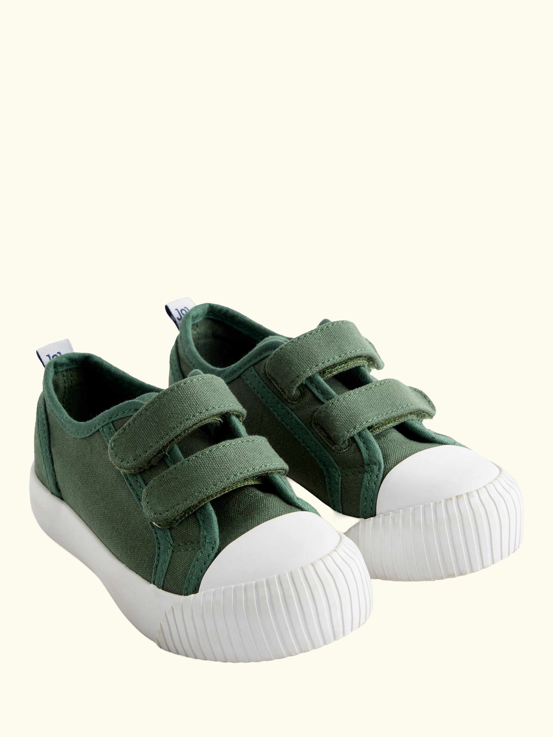 Kids' Double Strap Trainers, Khaki Green