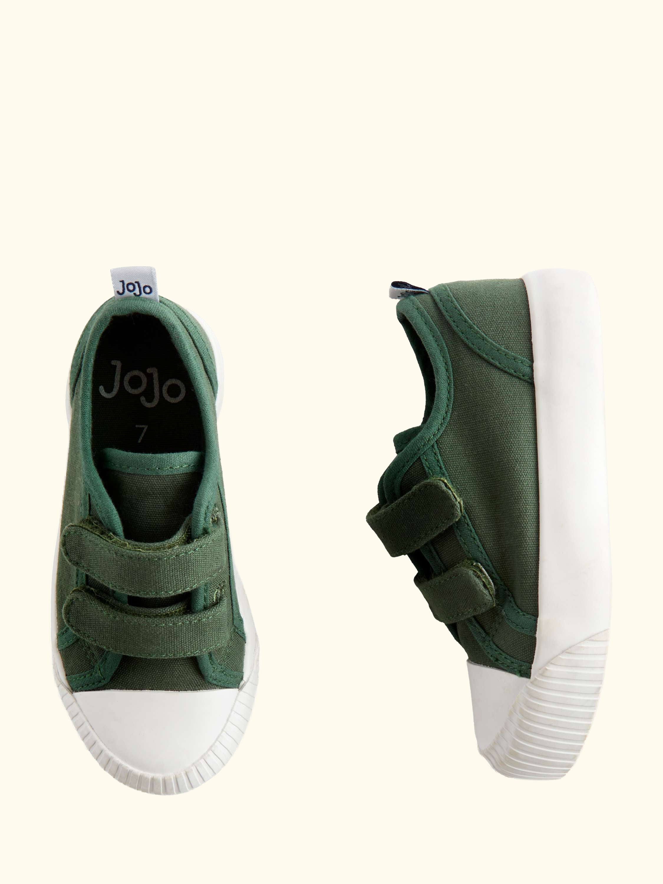 Kids' Double Strap Trainers, Khaki Green