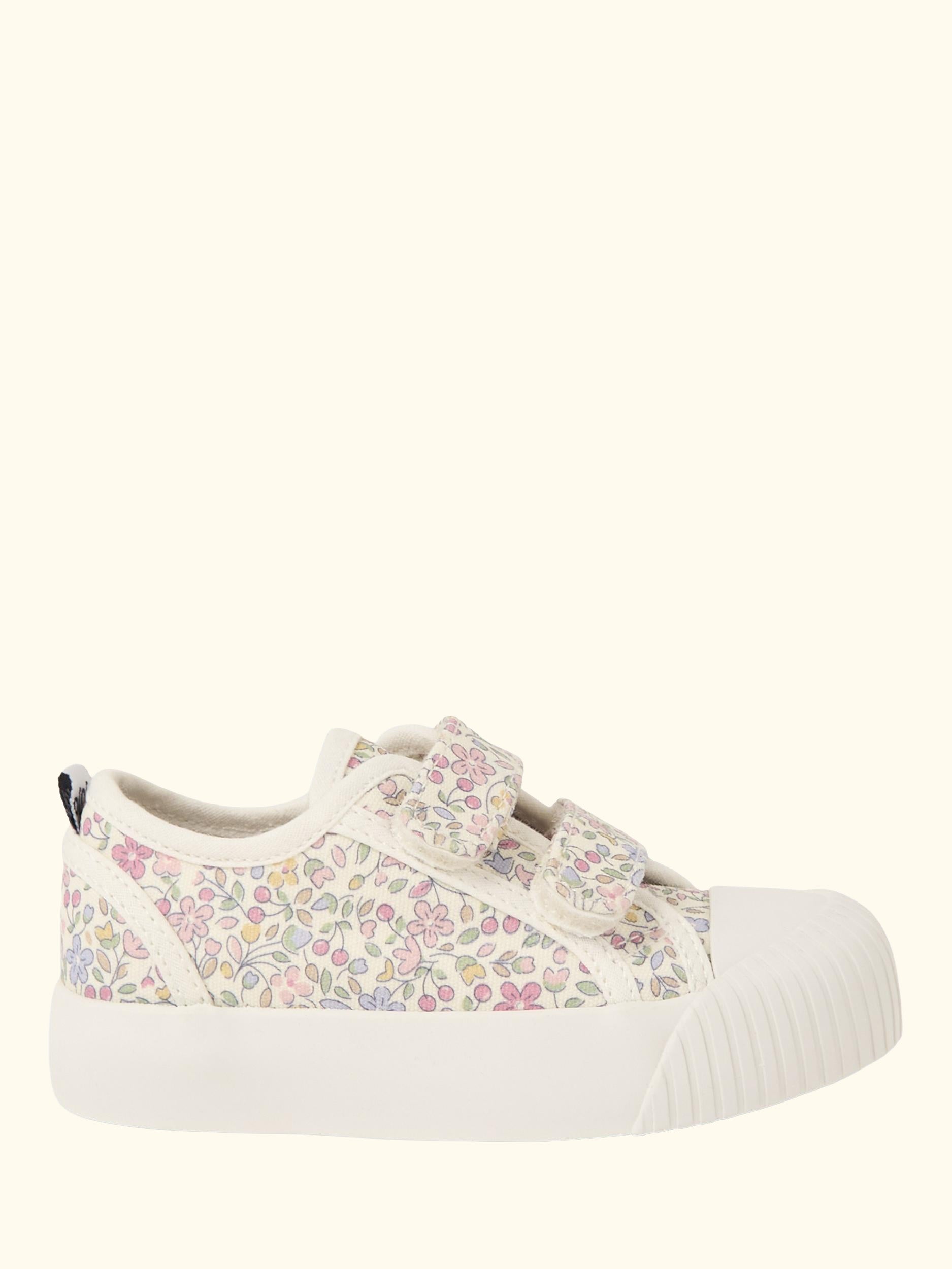 Kids' Double Strap Floral Canvas Pumps, Pink