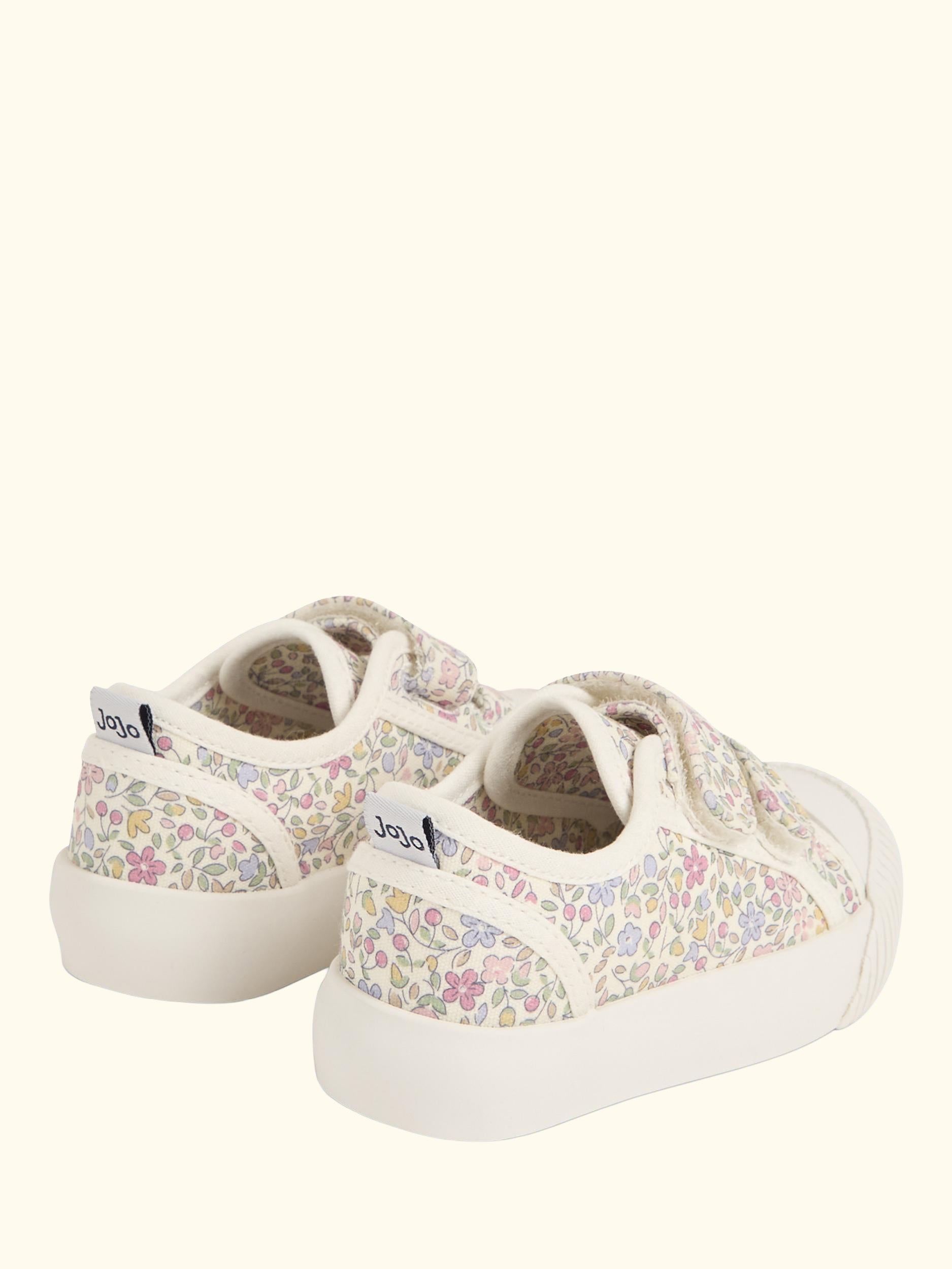 Kids' Double Strap Floral Canvas Pumps, Pink