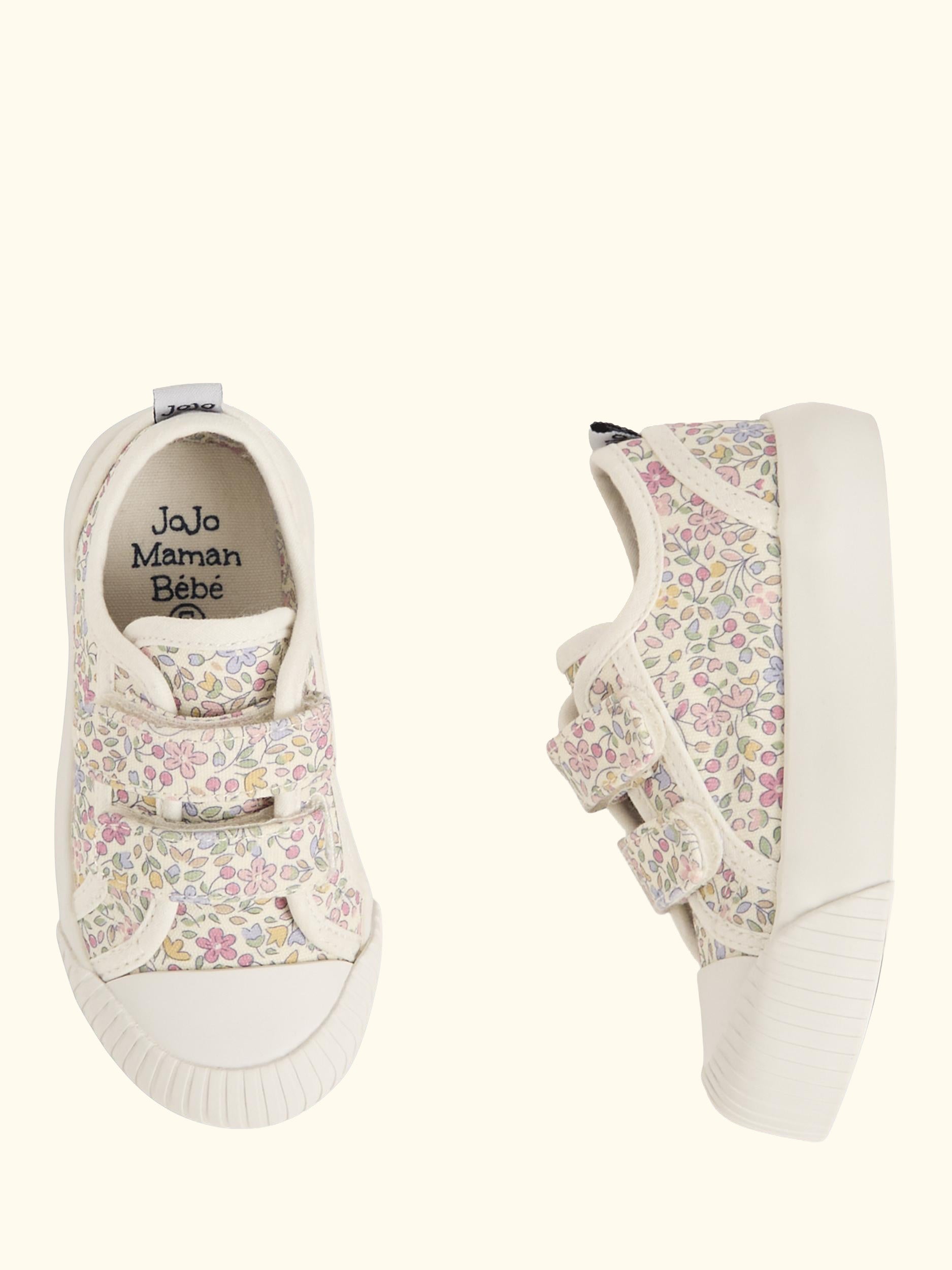 Kids' Double Strap Floral Canvas Pumps, Pink