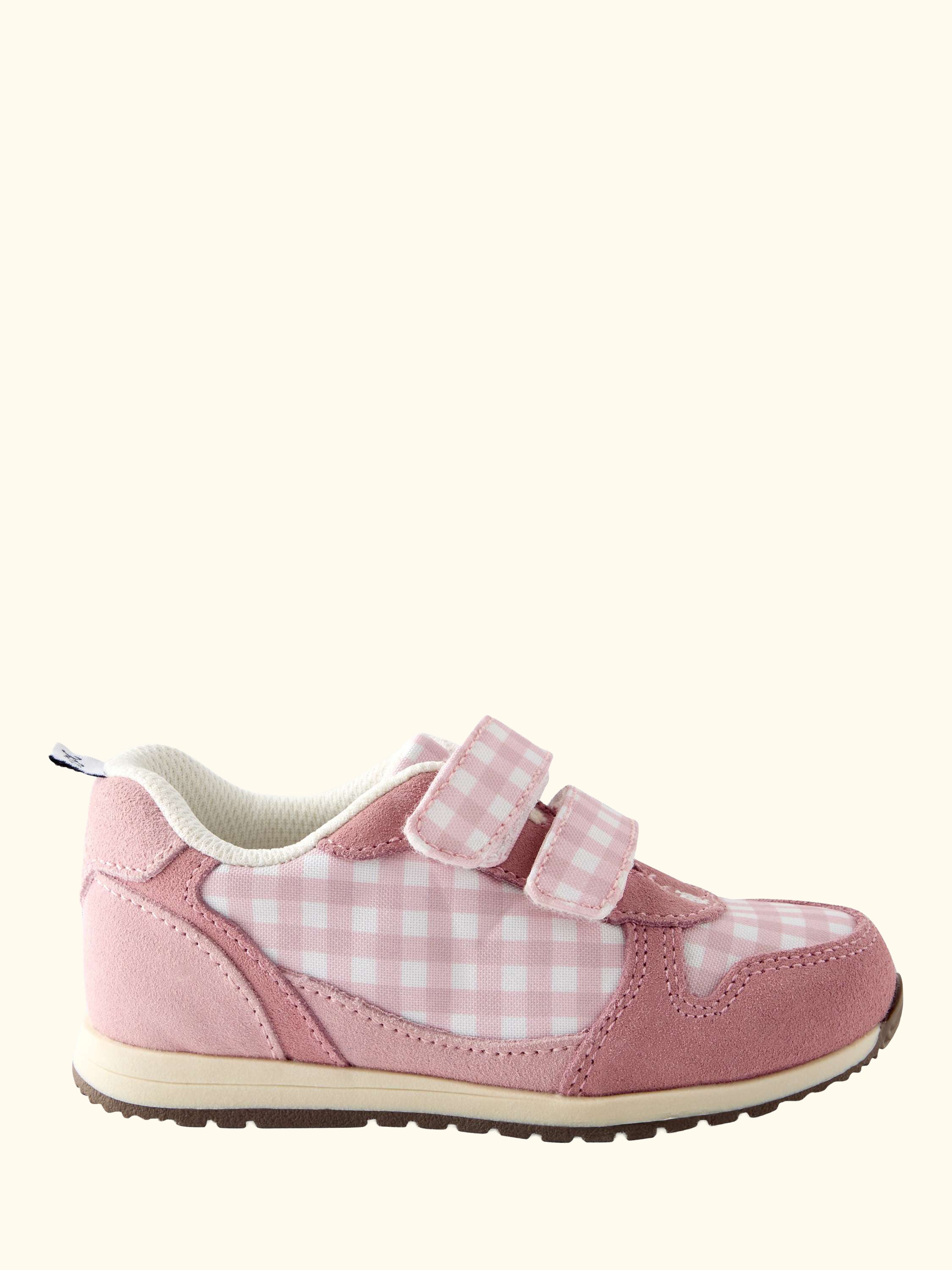 Kids' Gingham Rip Tape Trainers, Mid Pink
