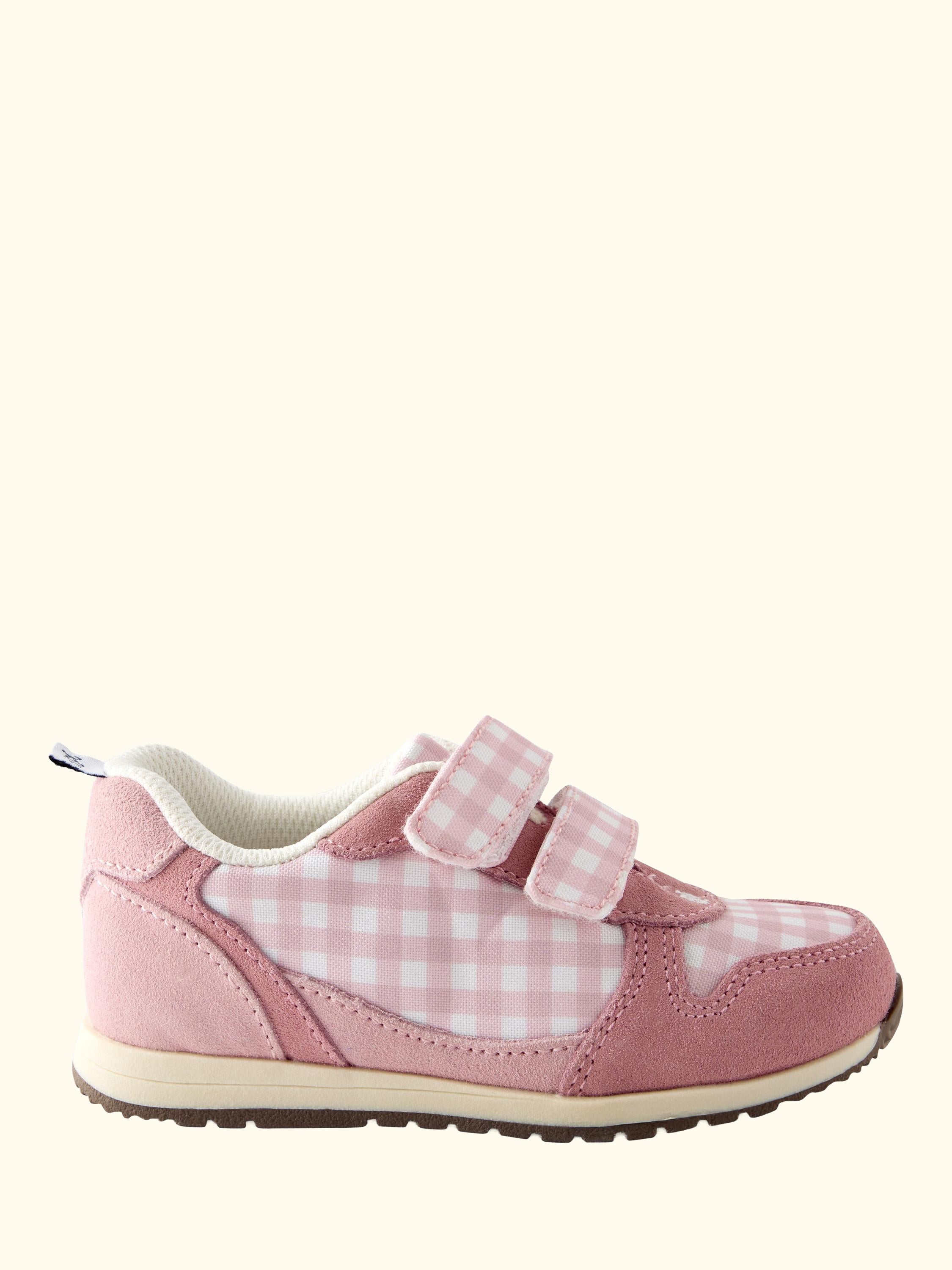 Kids' Gingham Rip Tape Trainers, Mid Pink