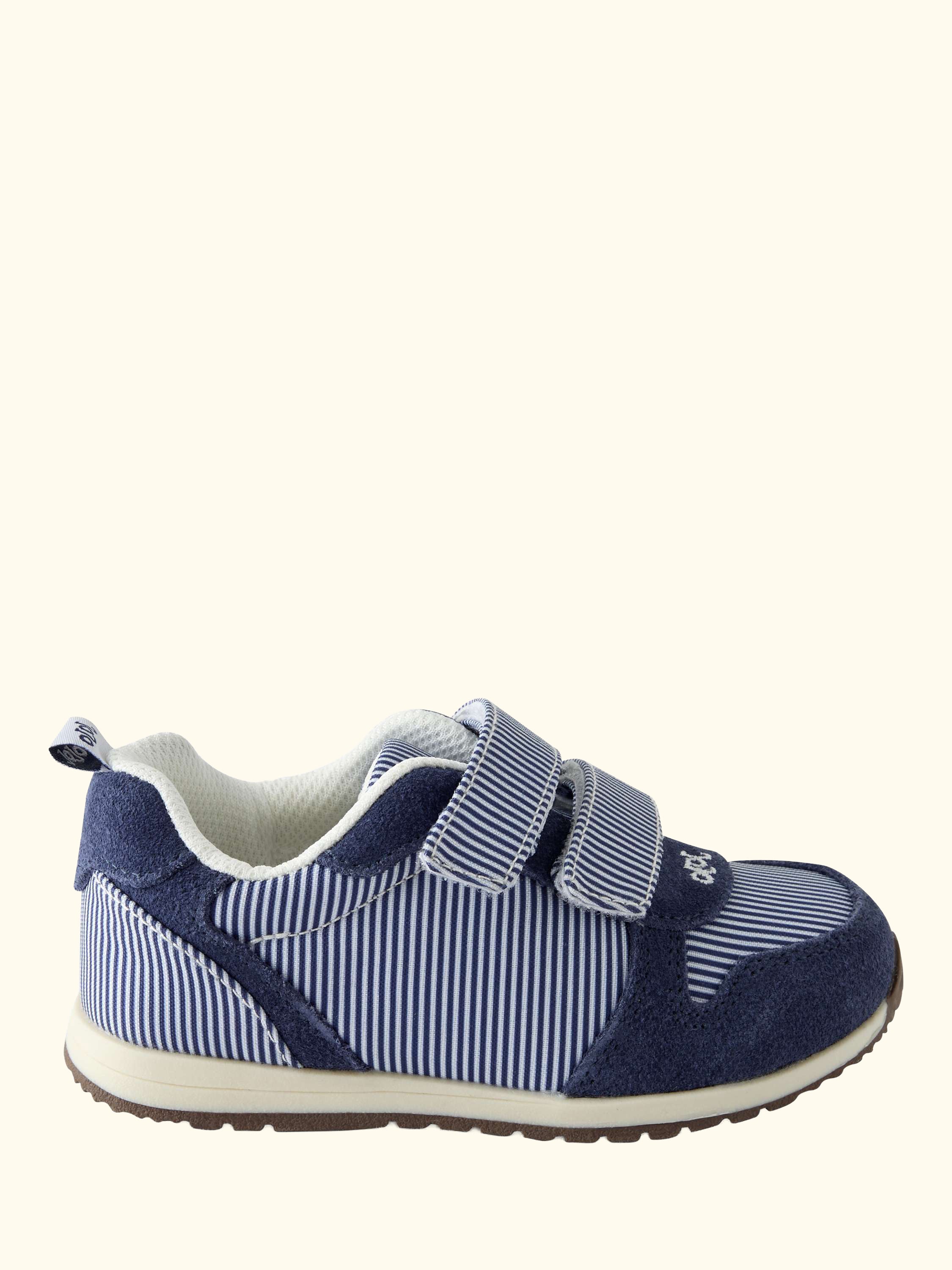 Kids' Striped Rip Tape Trainers, Mid Blue