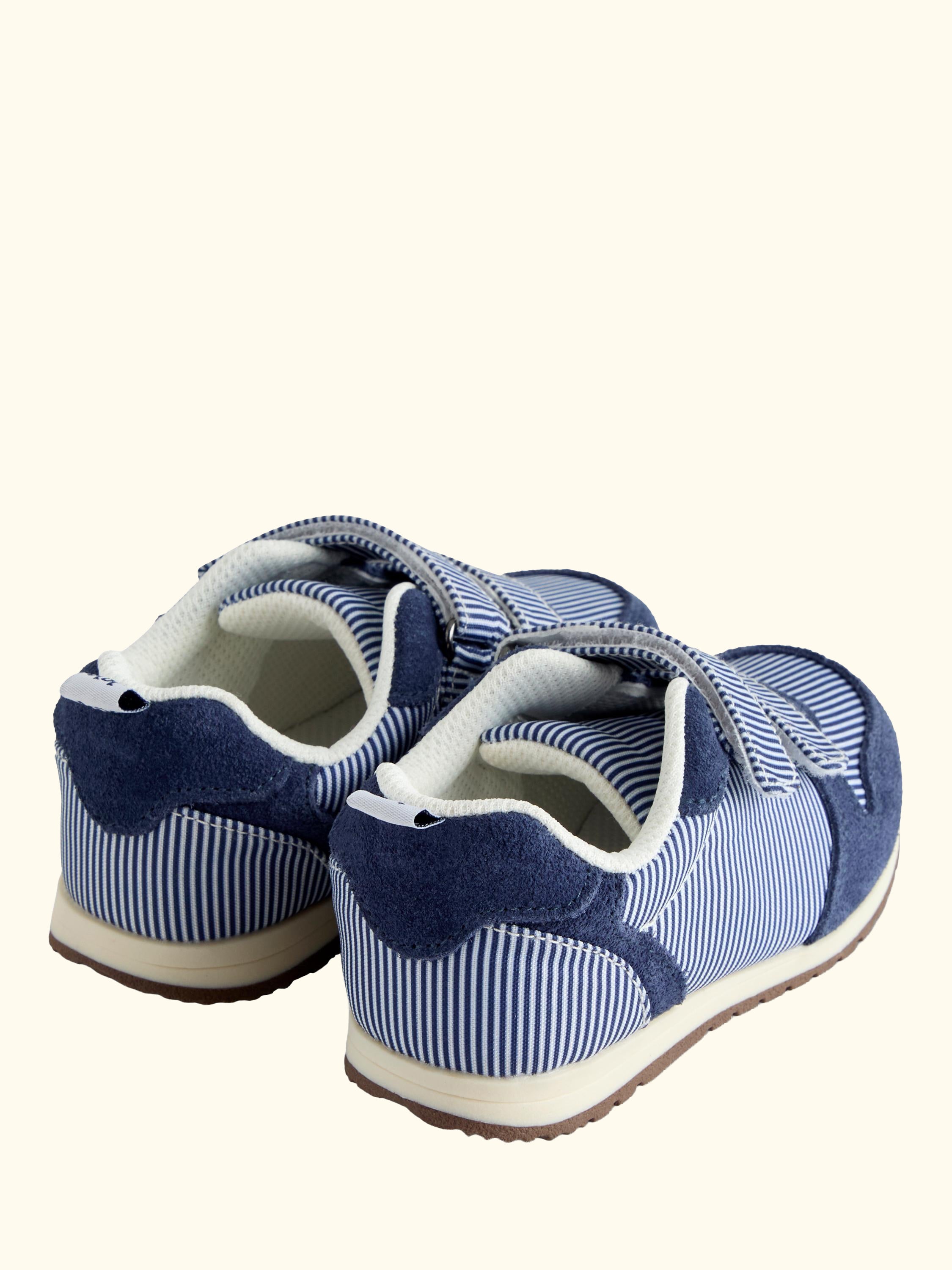 Kids' Striped Rip Tape Trainers, Mid Blue
