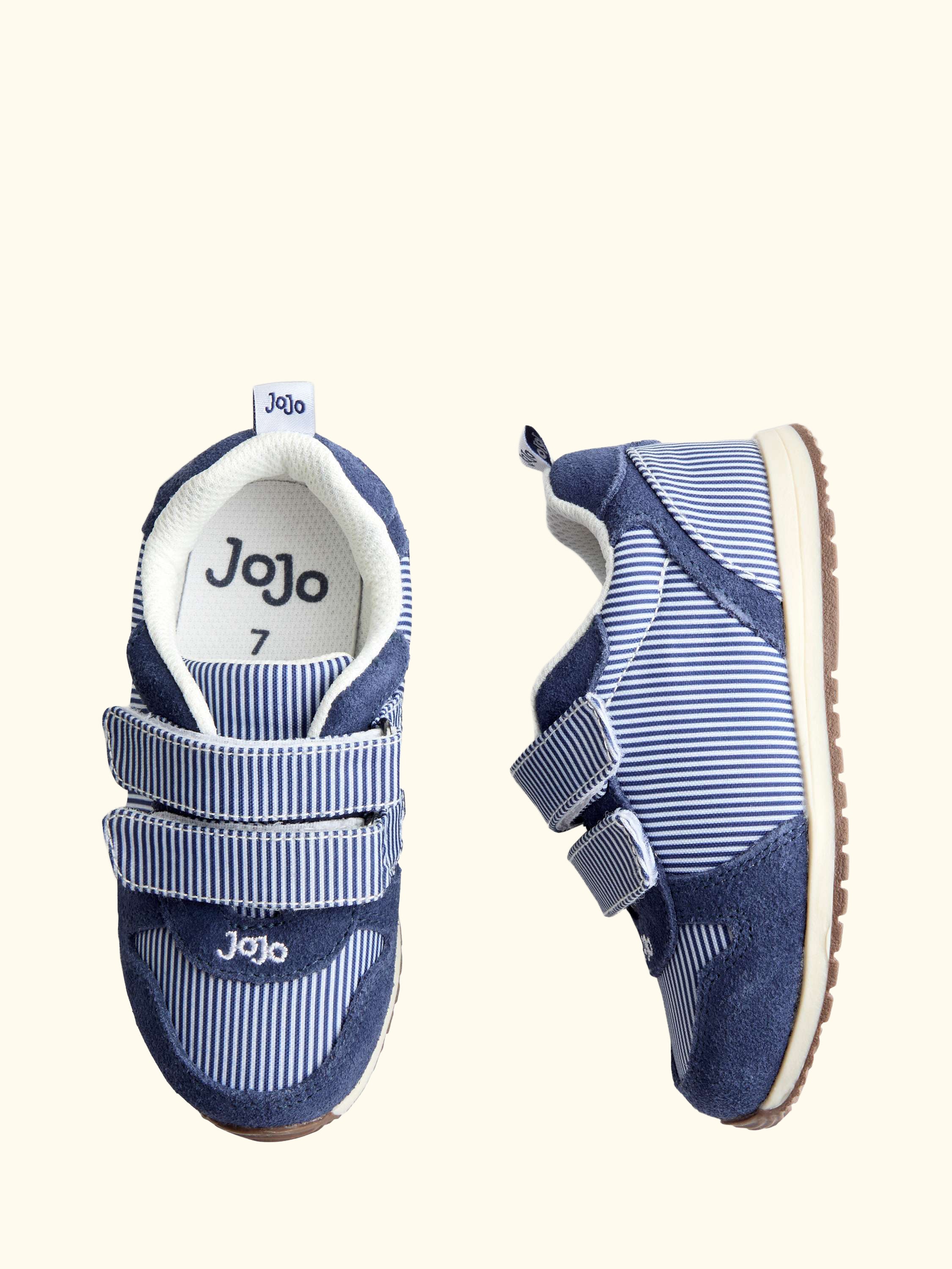 Kids' Striped Rip Tape Trainers, Mid Blue