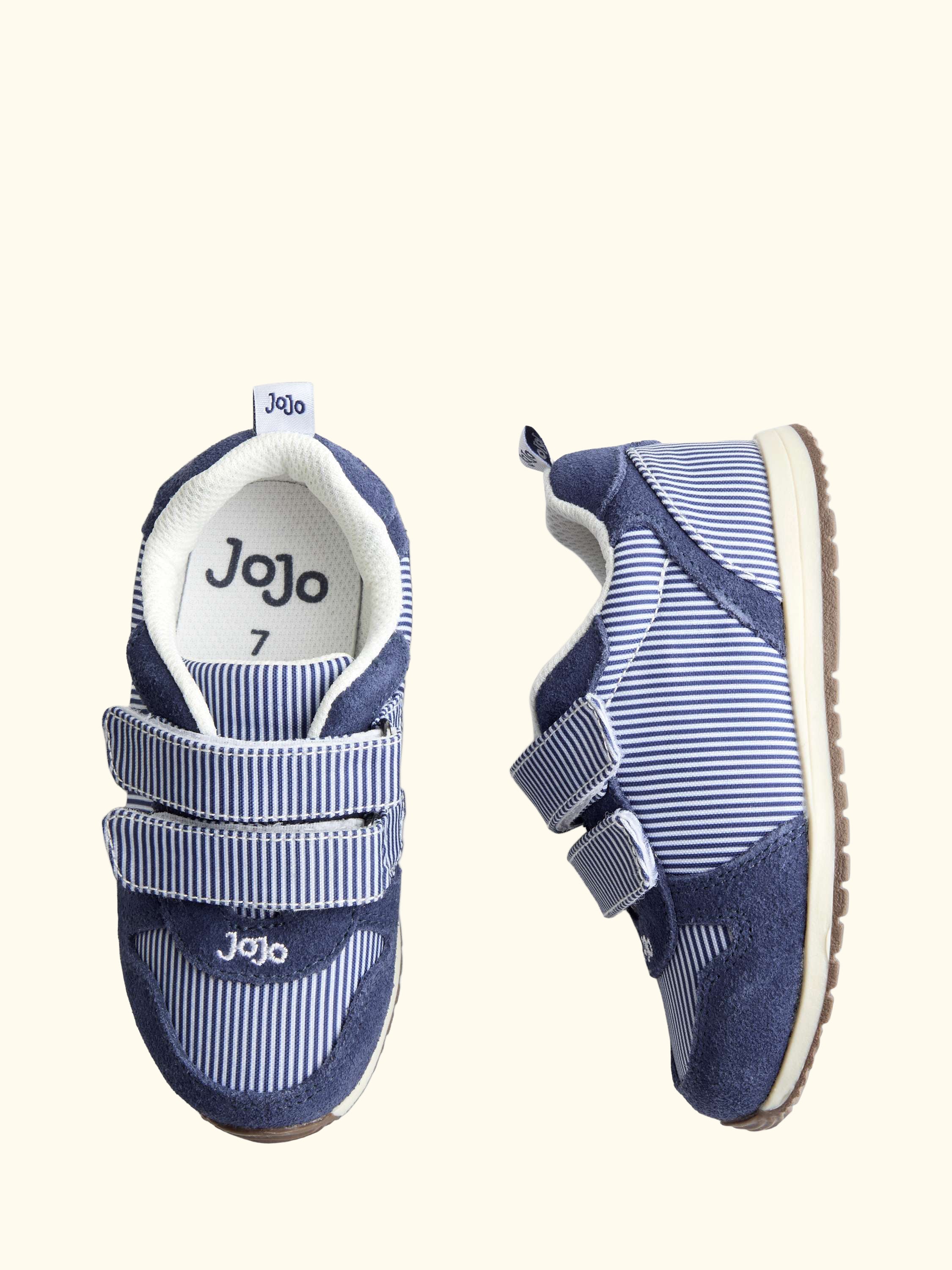 Kids' Striped Rip Tape Trainers, Mid Blue