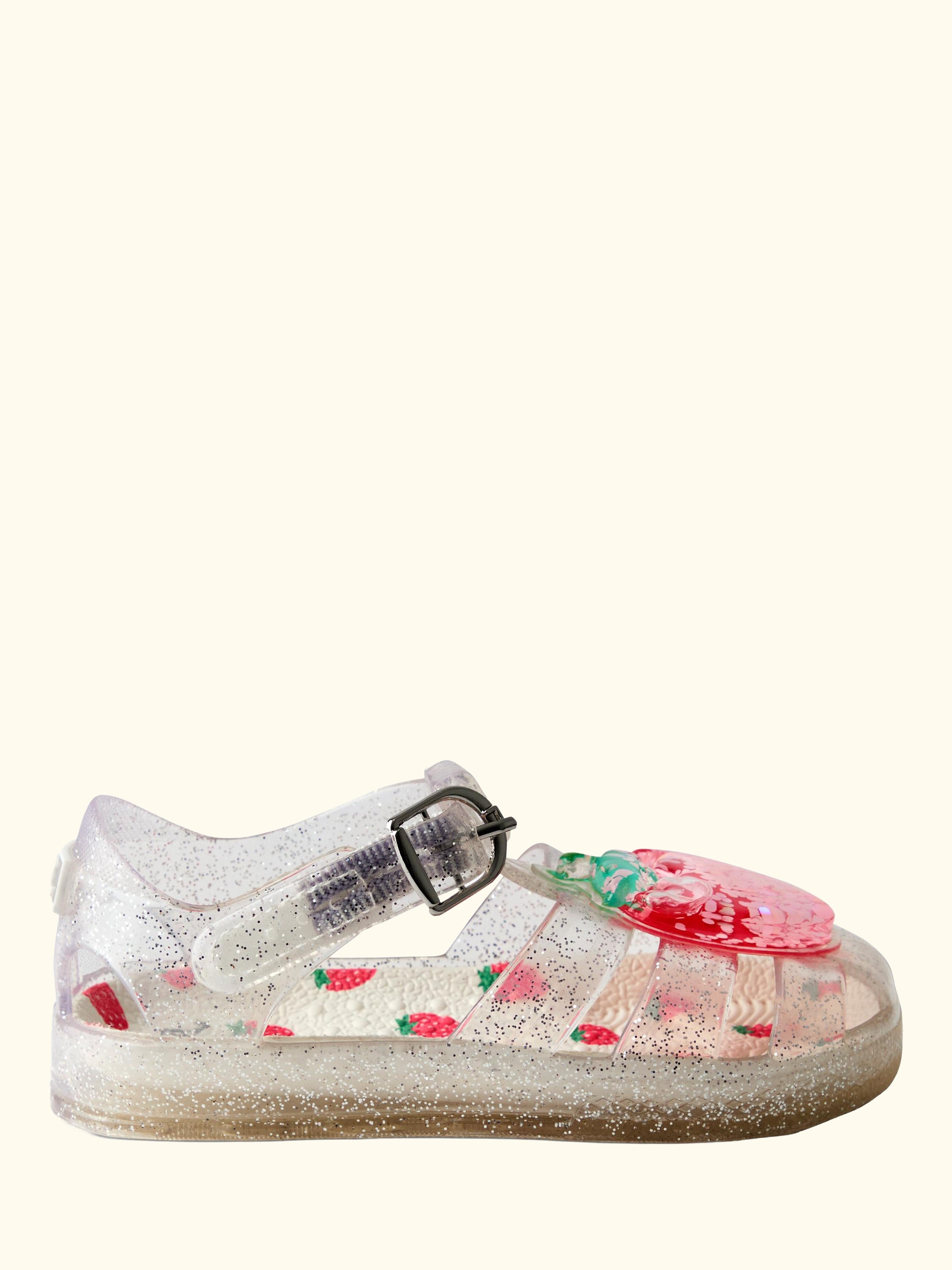 Kids' Glitter Jelly Sandals, Bright Pink