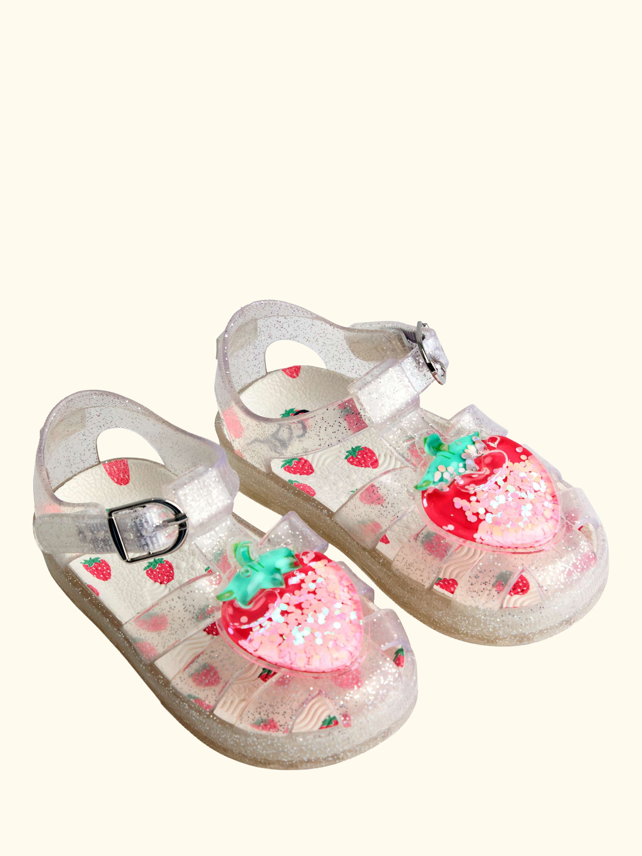 Kids' Glitter Jelly Sandals, Bright Pink