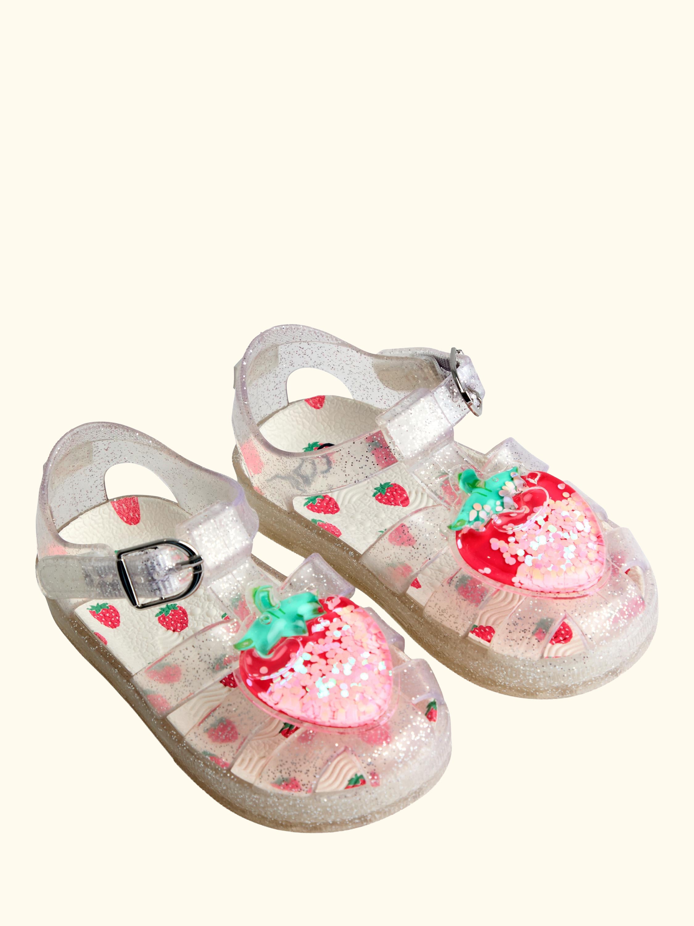 Kids' Glitter Jelly Sandals, Bright Pink