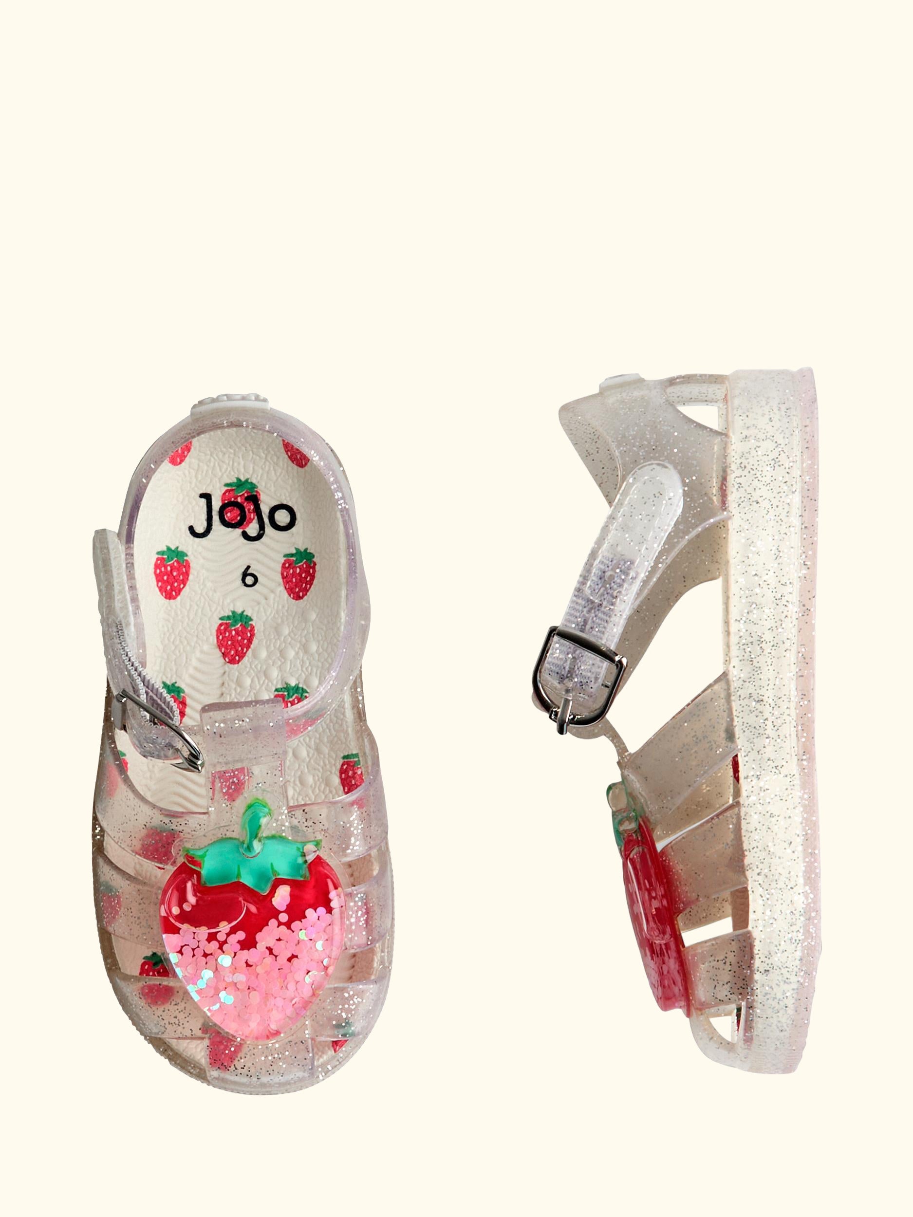 Kids' Glitter Jelly Sandals, Bright Pink