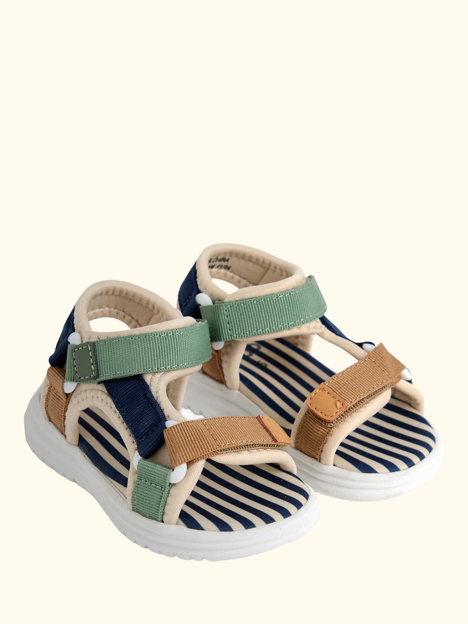 Kids' Colour Block Adjustable Strap Sandals, Stone/Multi