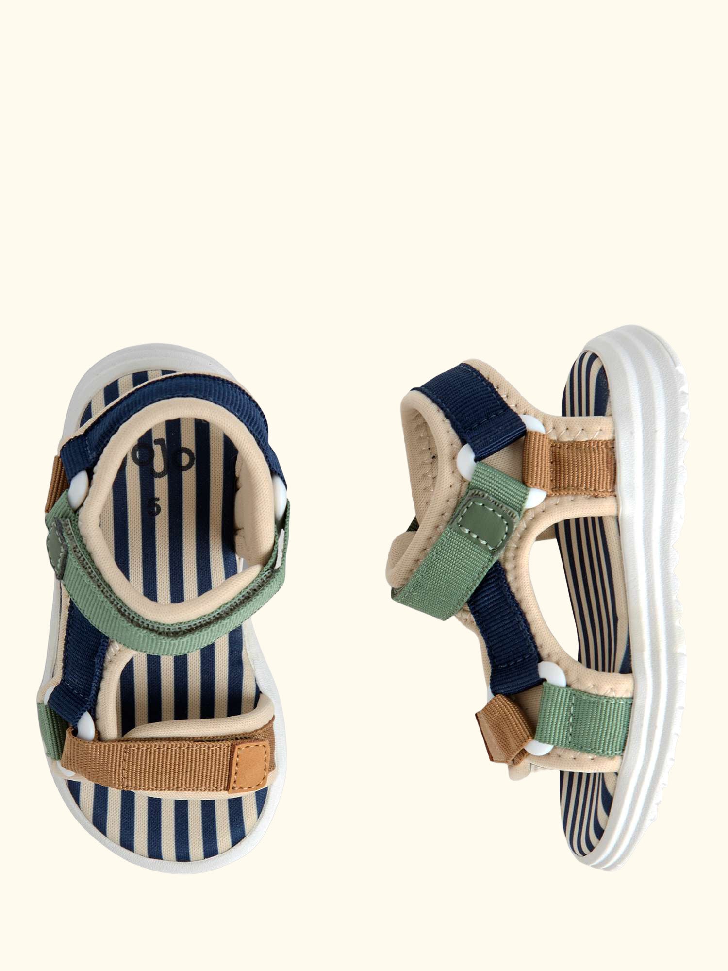 Kids' Colour Block Adjustable Strap Sandals, Stone/Multi