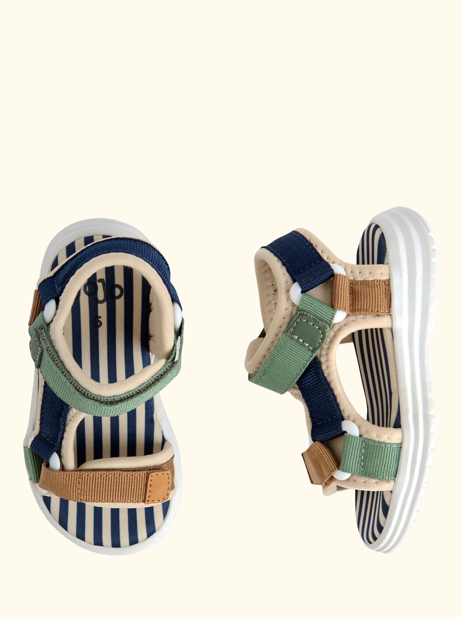 Kids' Colour Block Adjustable Strap Sandals, Stone/Multi