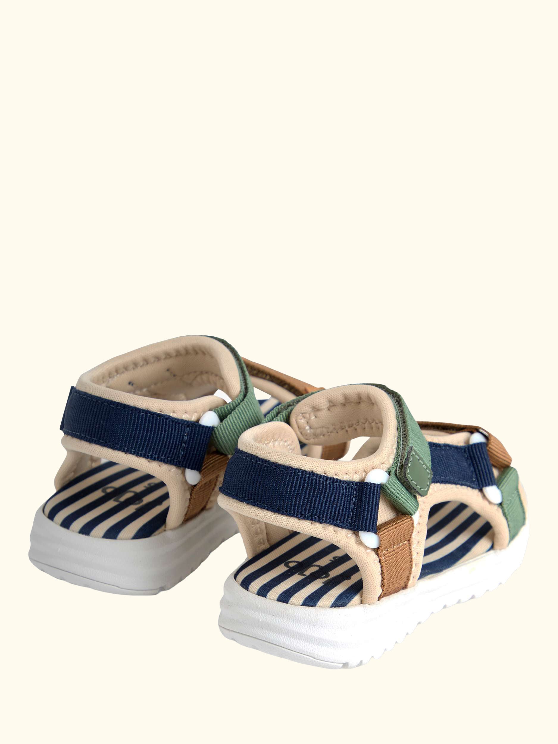 Kids' Colour Block Adjustable Strap Sandals, Stone/Multi