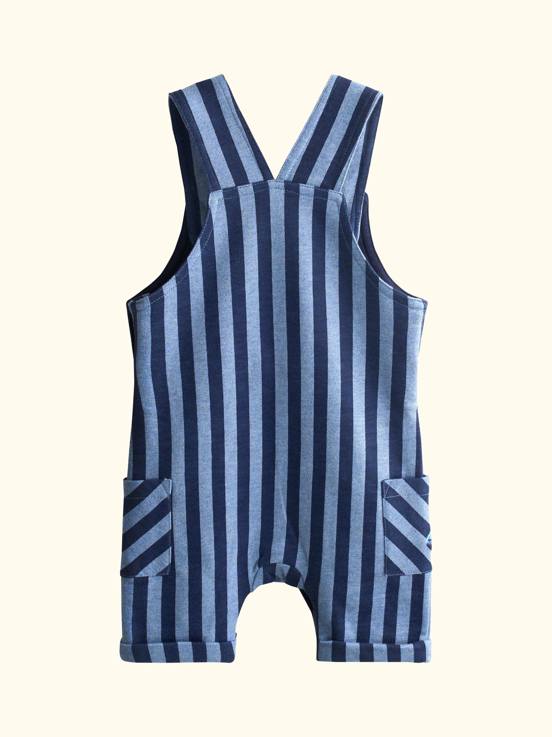 Baby Stripe Dungarees & T-Shirt Set, Denim Blue