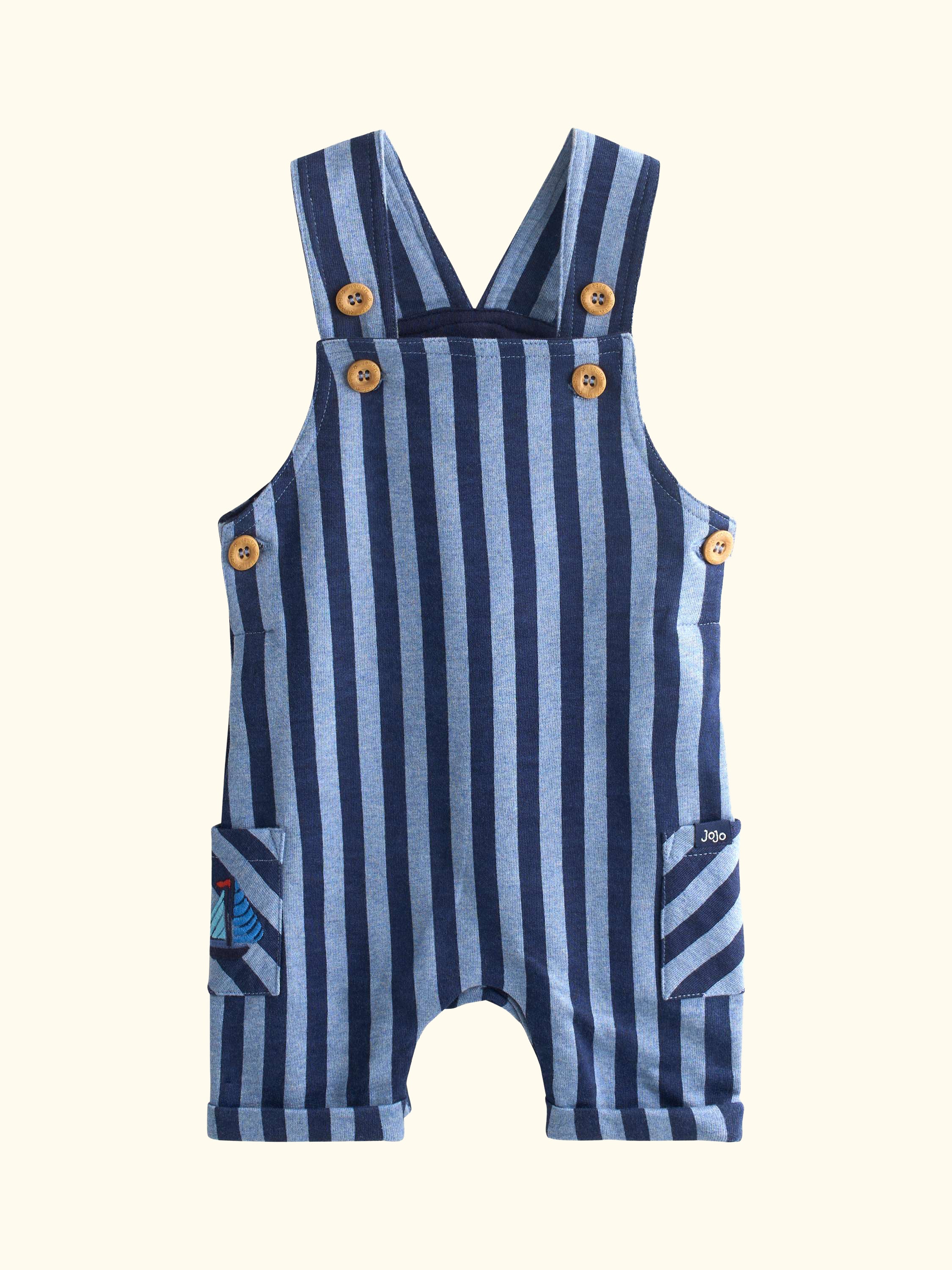 Baby Stripe Dungarees & T-Shirt Set, Denim Blue