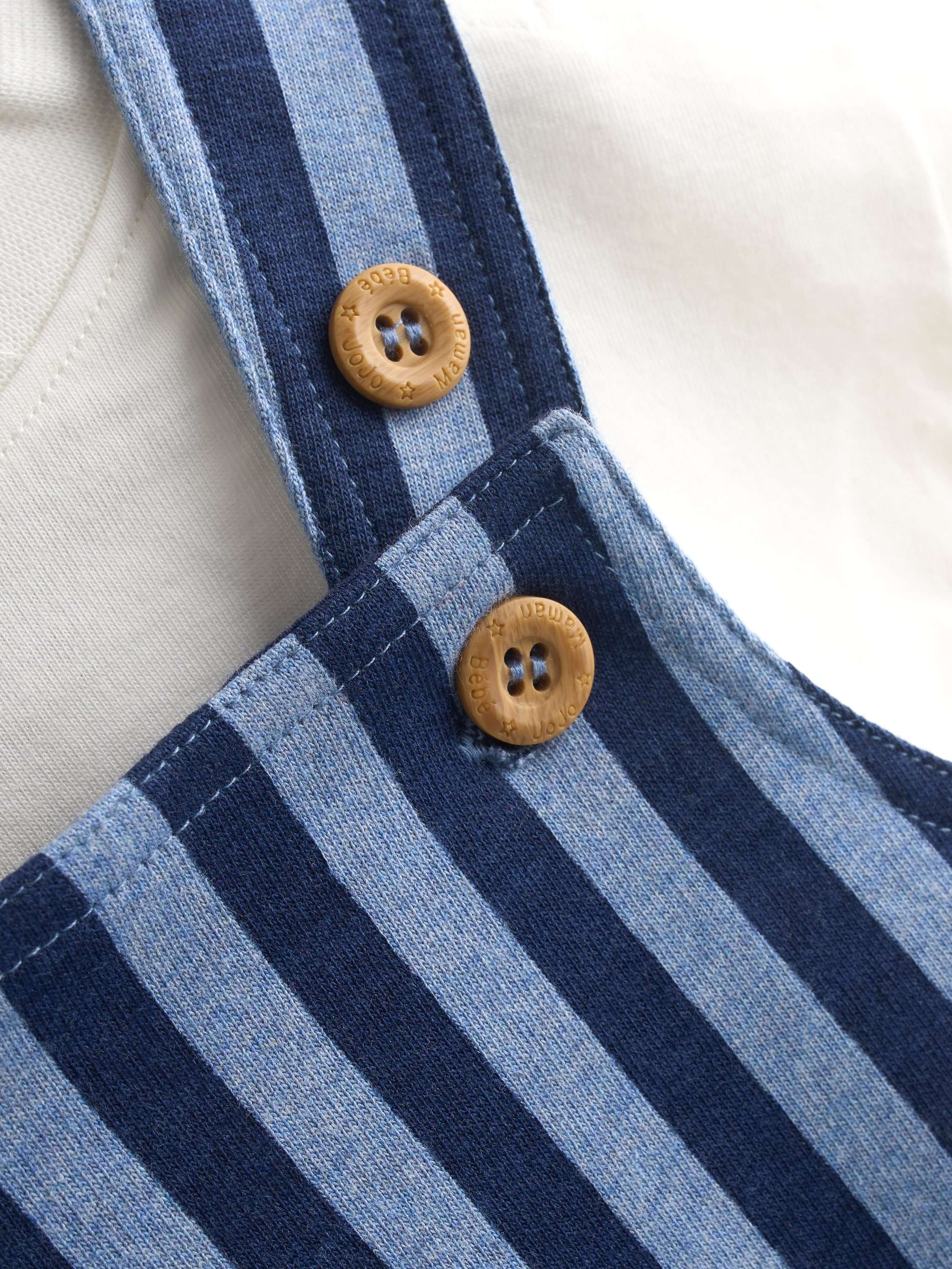Baby Stripe Dungarees & T-Shirt Set, Denim Blue