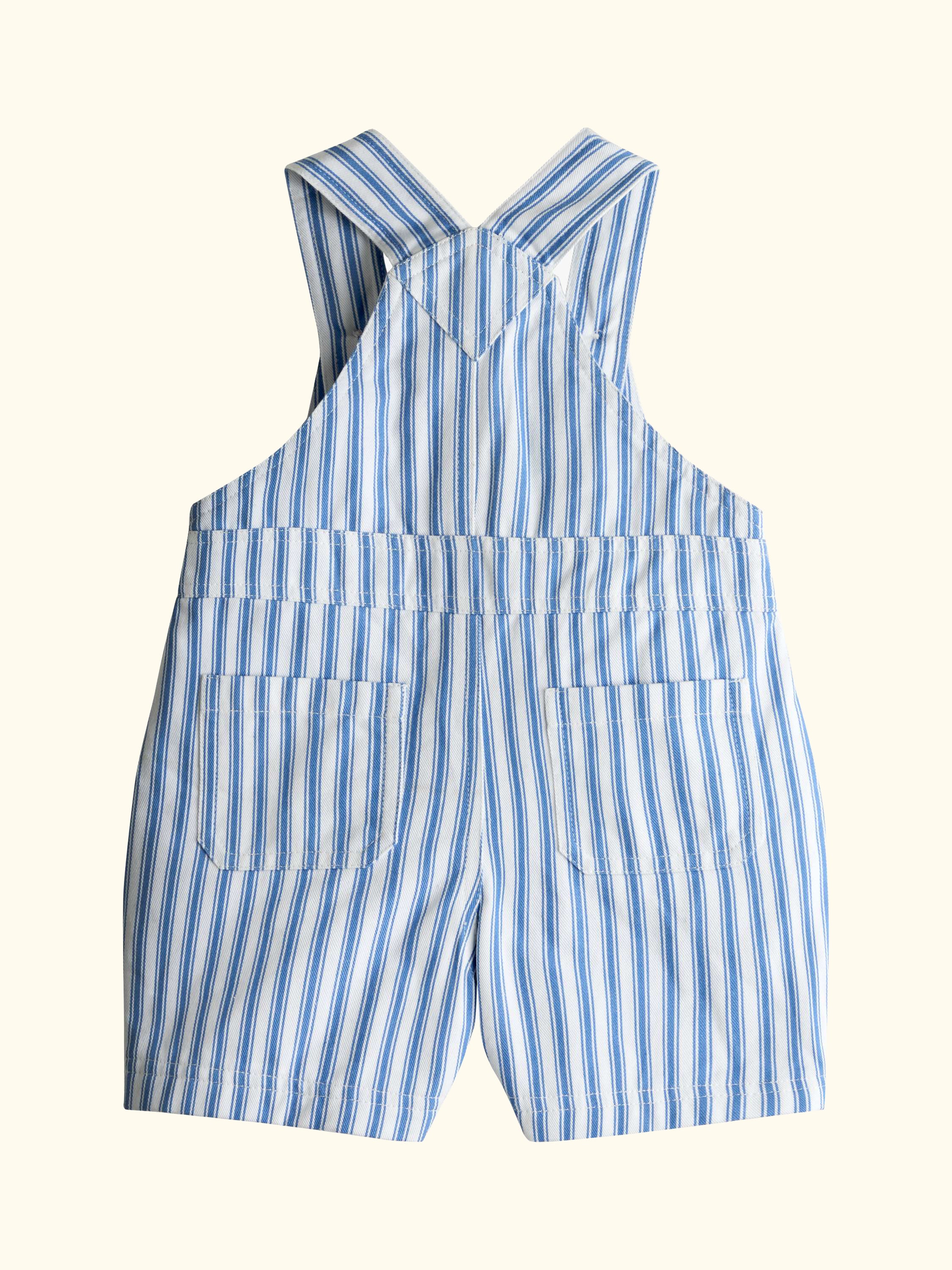 Baby Twill Stripe Dungarees and T-Shirt Set, Mid Blue
