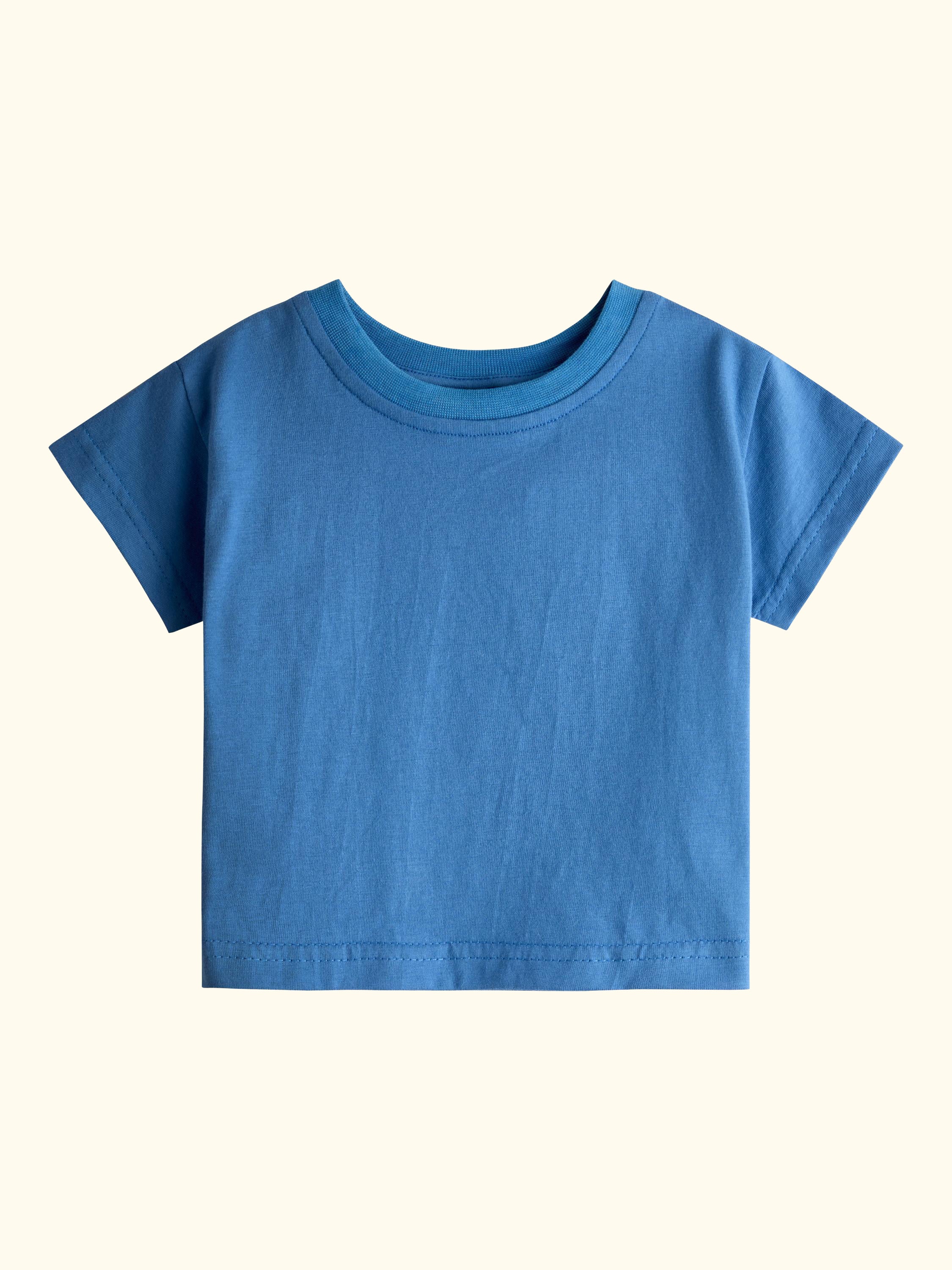 Baby Twill Stripe Dungarees and T-Shirt Set, Mid Blue