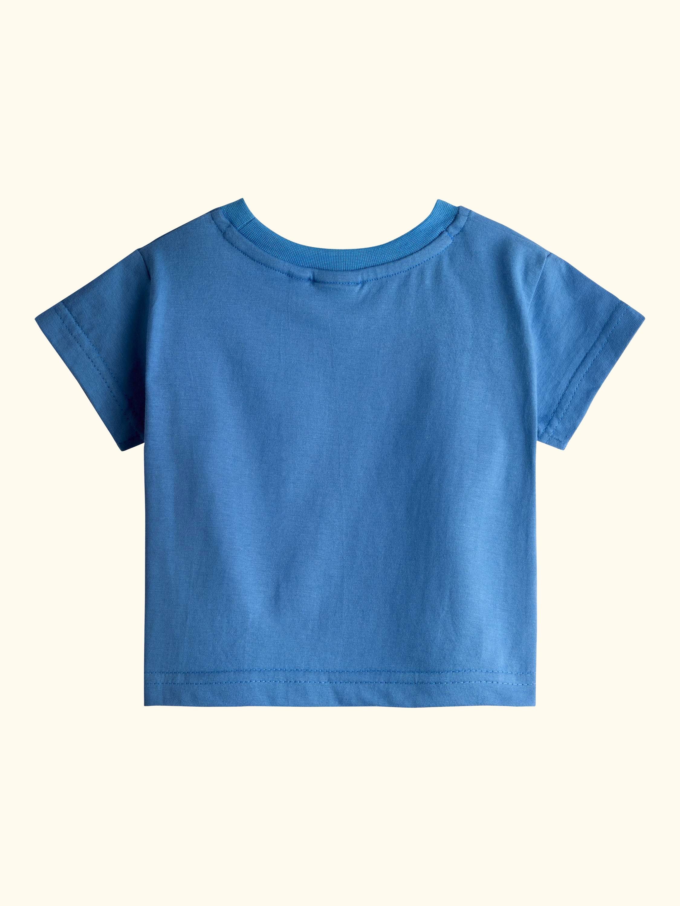 Baby Twill Stripe Dungarees and T-Shirt Set, Mid Blue