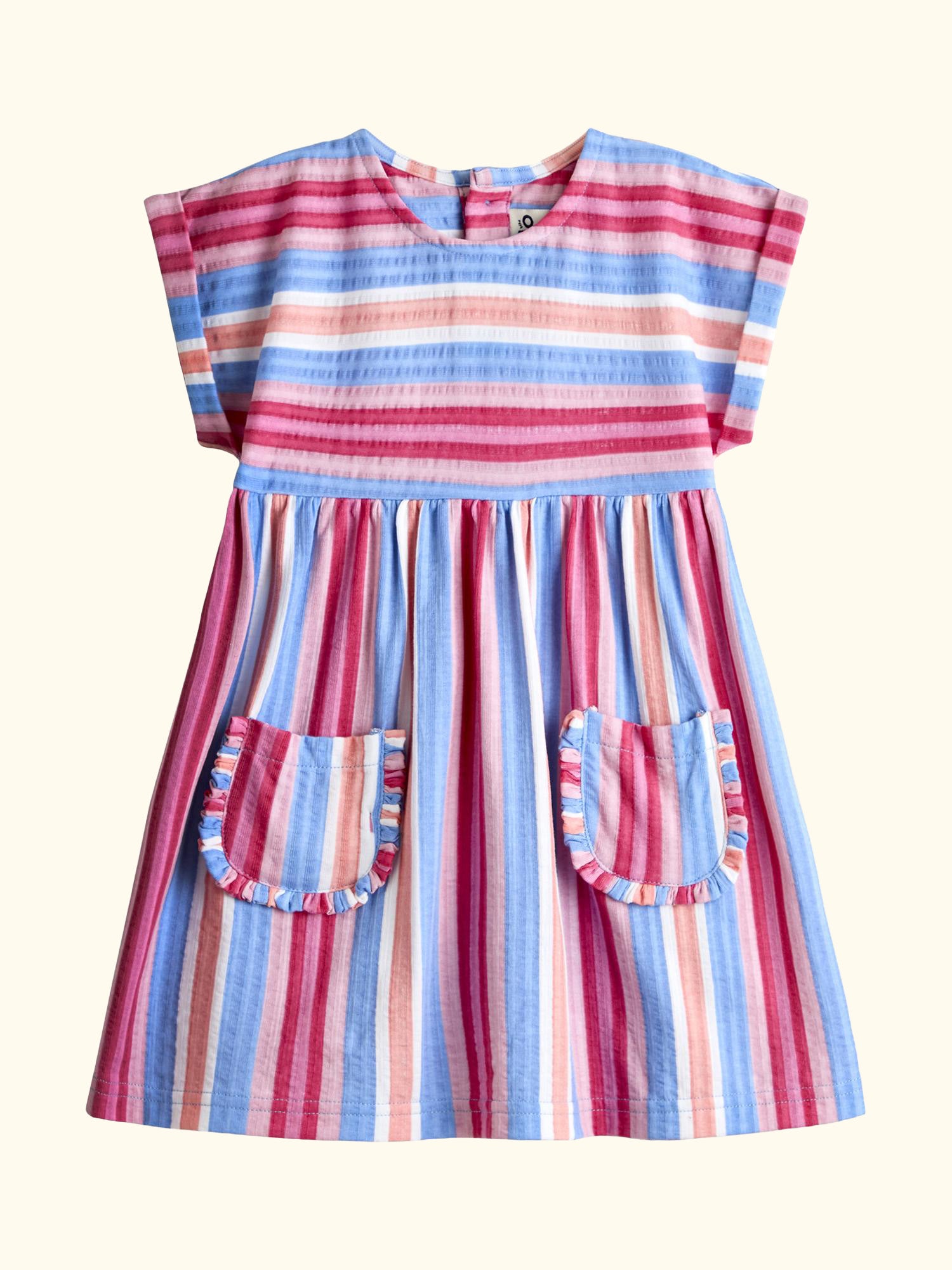 Kids' Boxy Short Sleeve Dress, Mid Pink