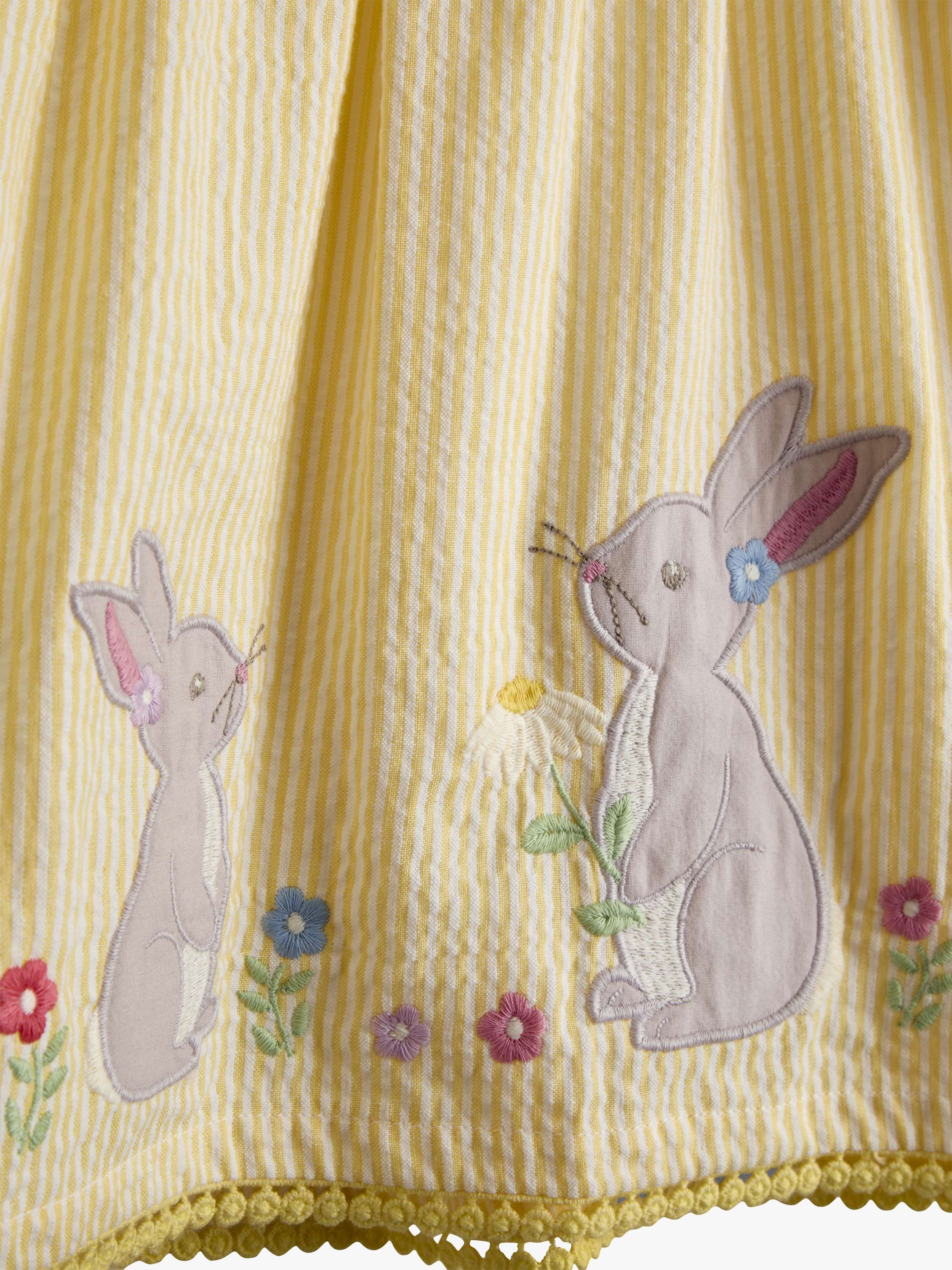 Kids' Bunny Applique Frill Dress, Light Yellow
