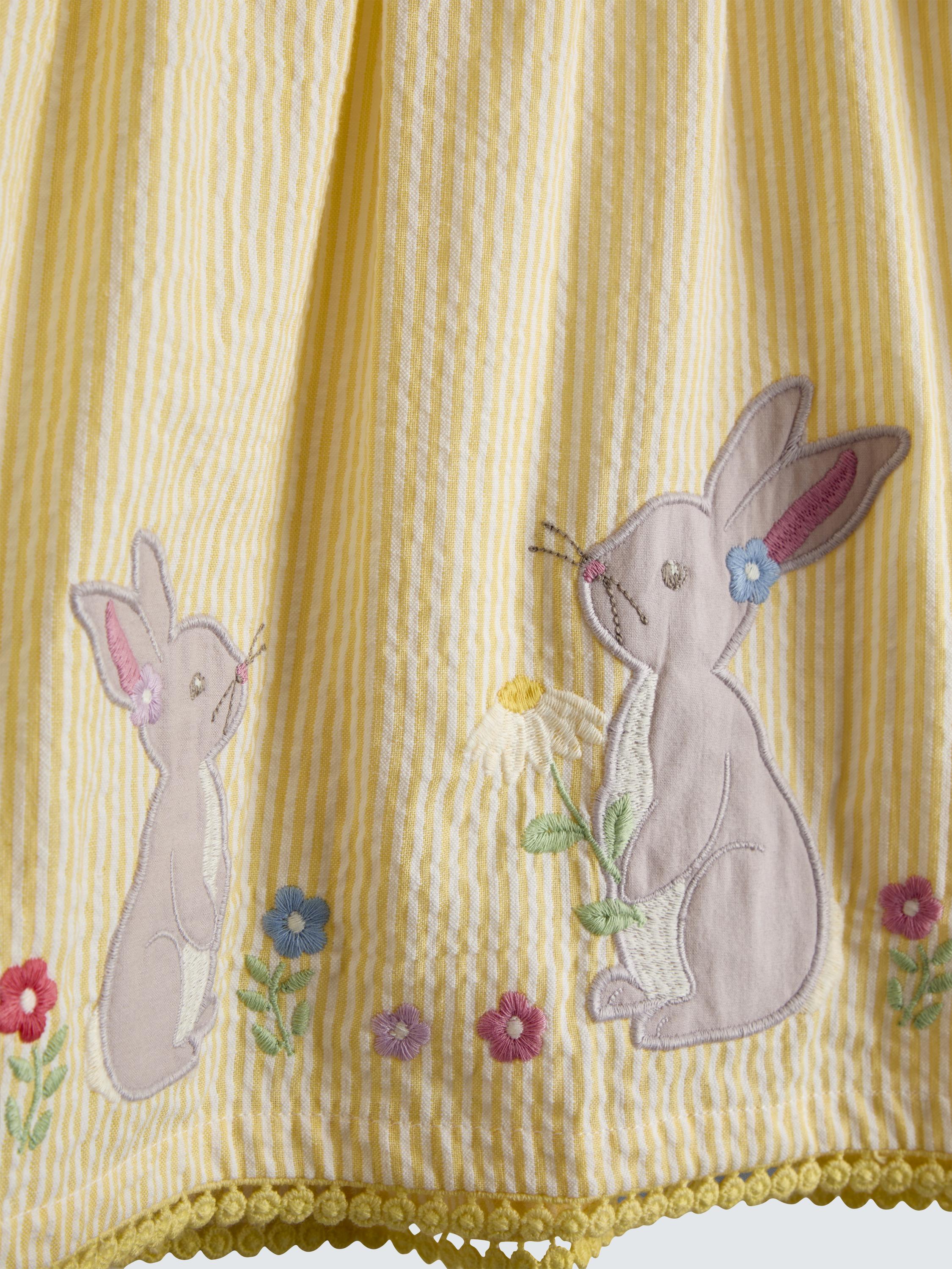 Kids' Bunny Applique Frill Dress, Light Yellow