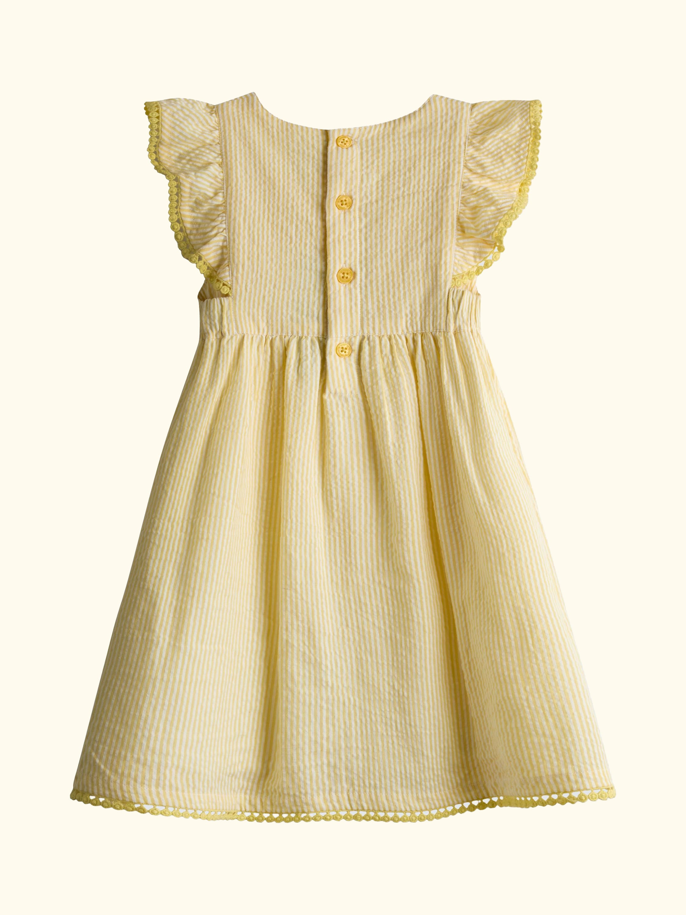 Kids' Bunny Applique Frill Dress, Light Yellow