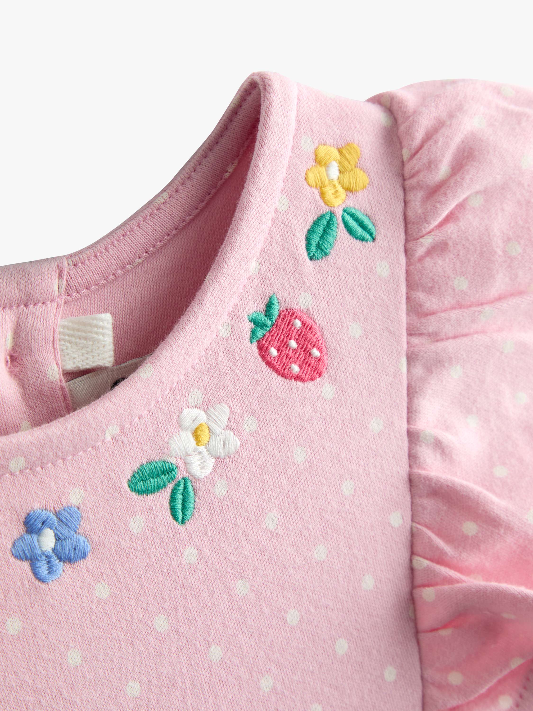 Kids' Bunny Appliqué Frill Shoulder Dress, Rose Pink