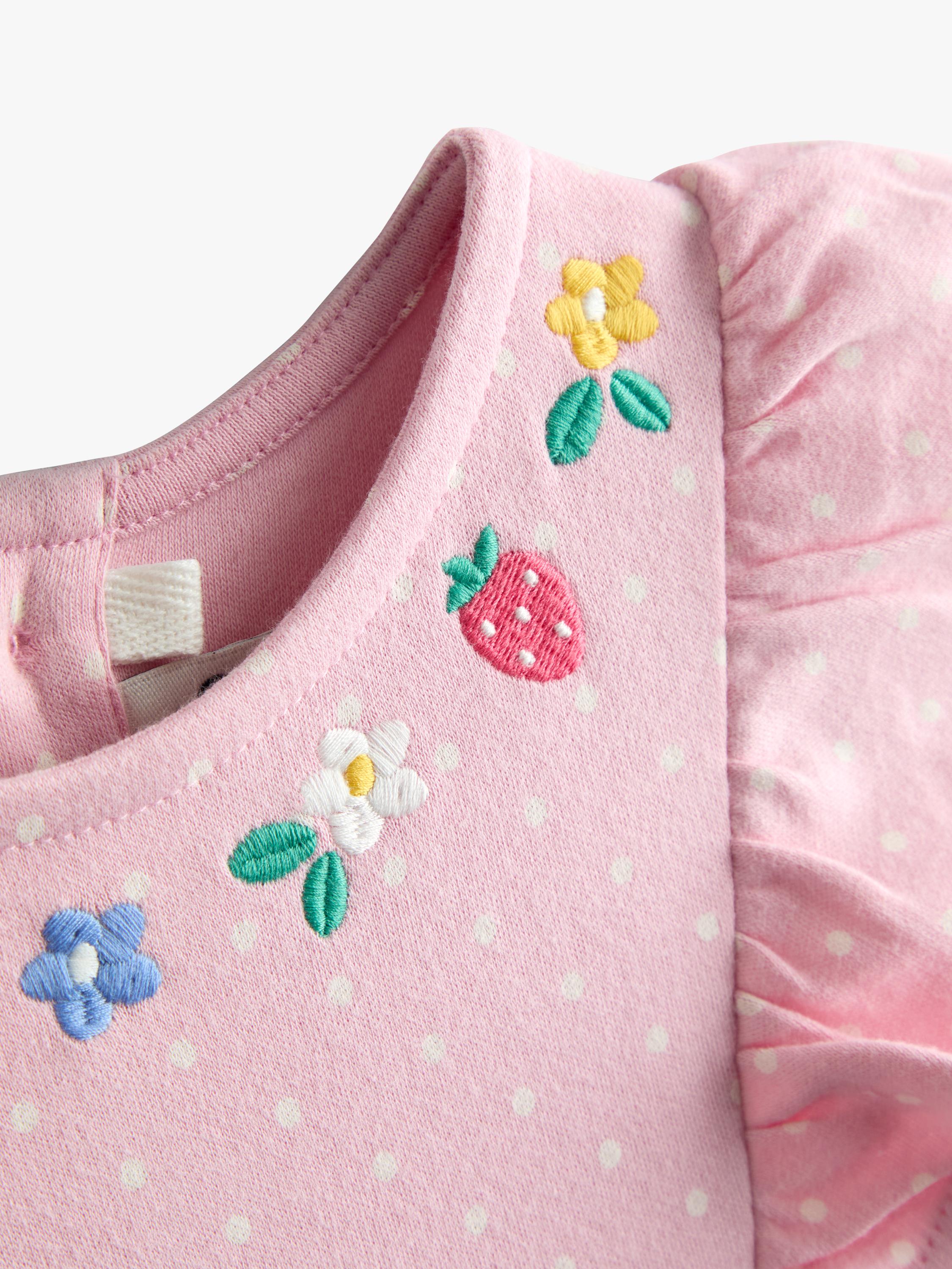 Kids' Bunny Appliqué Frill Shoulder Dress, Rose Pink