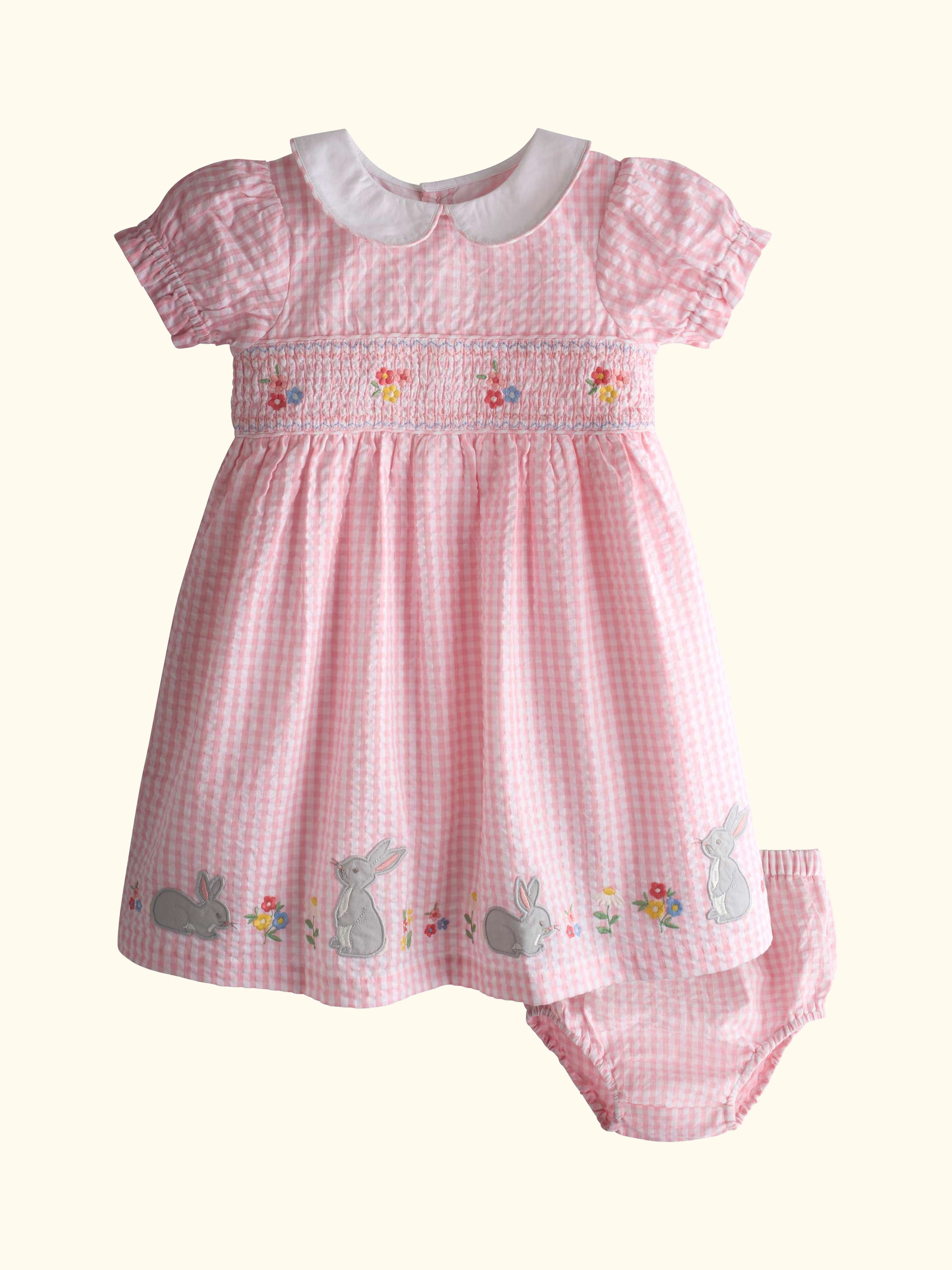 Kids' Appliqué Smocked Dress, Light Pink