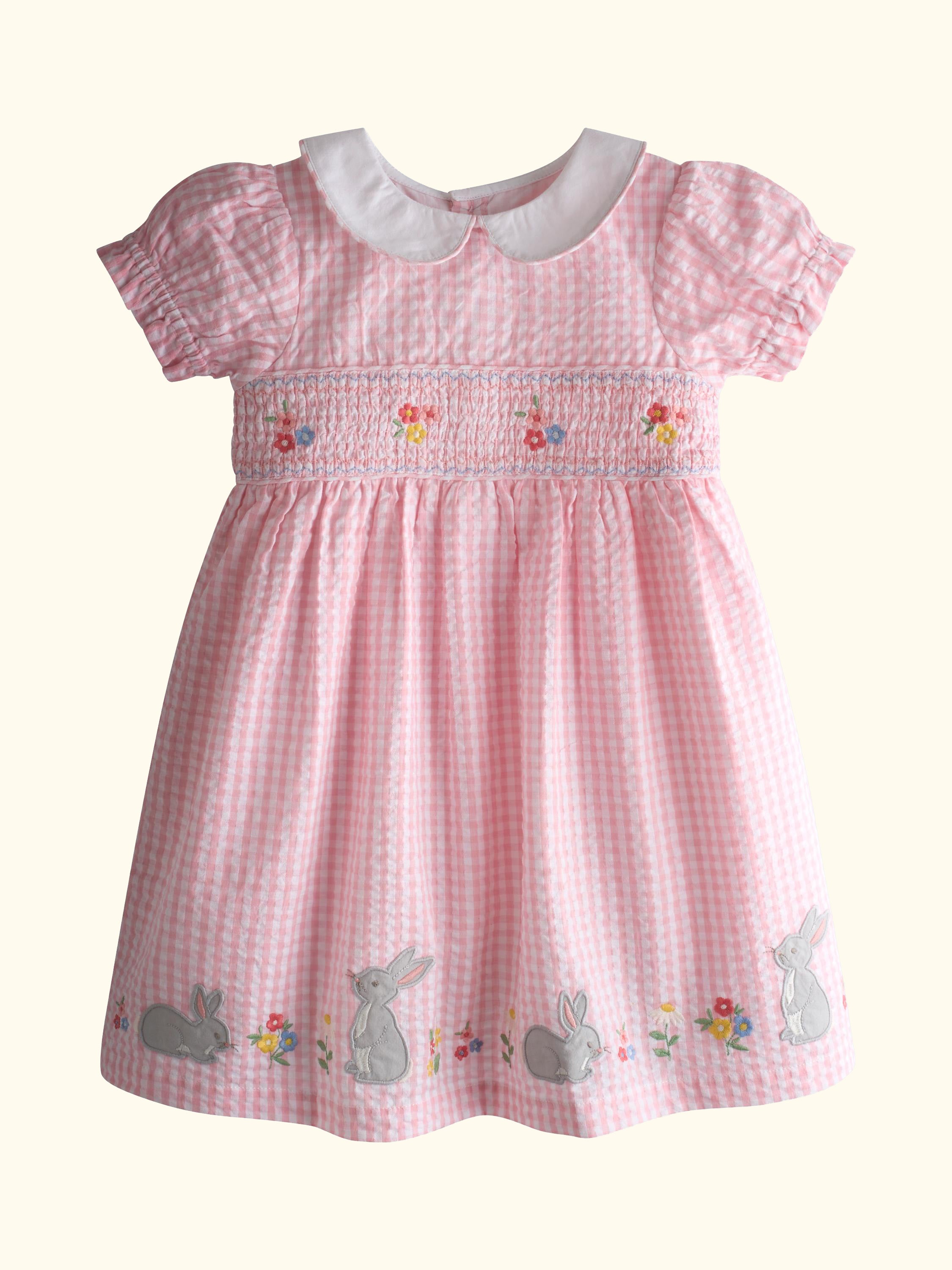 Kids' Appliqué Smocked Dress, Light Pink