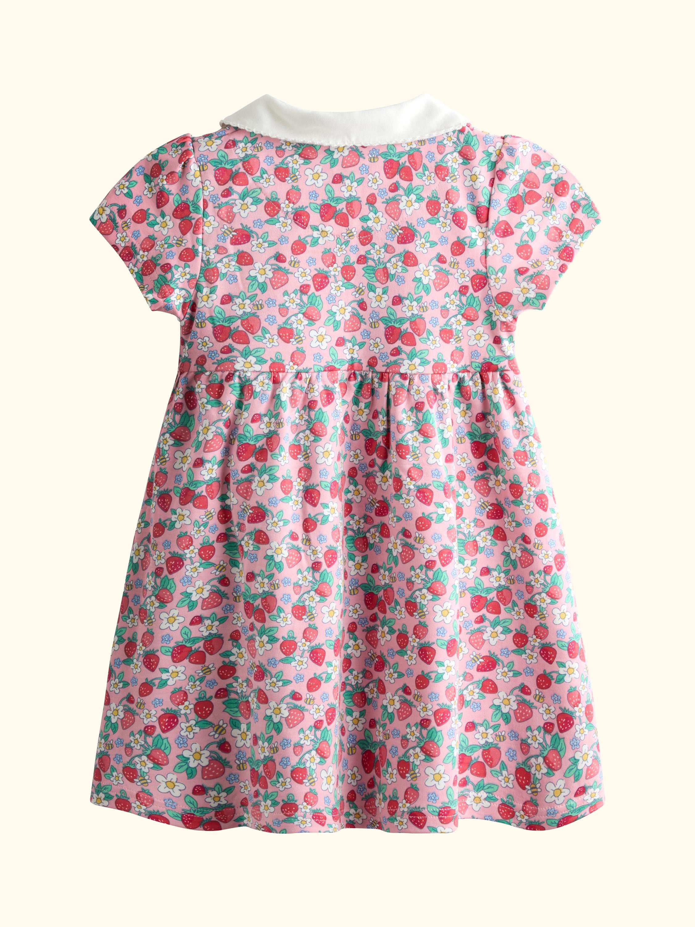 Kids' Button Down Short Sleeve Peter Pan Dress, Light Pink