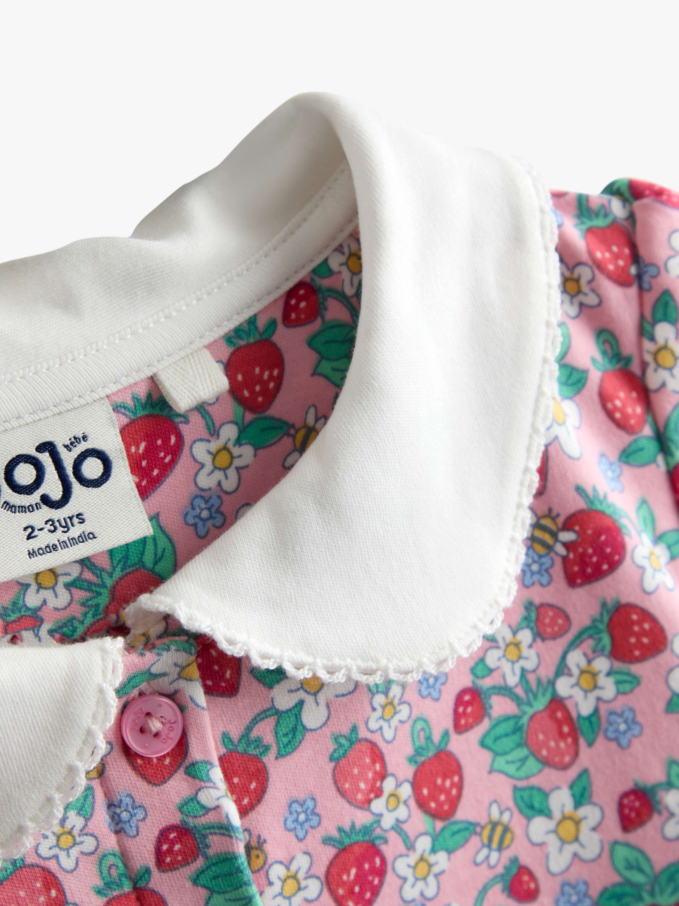 Kids' Button Down Short Sleeve Peter Pan Dress, Light Pink