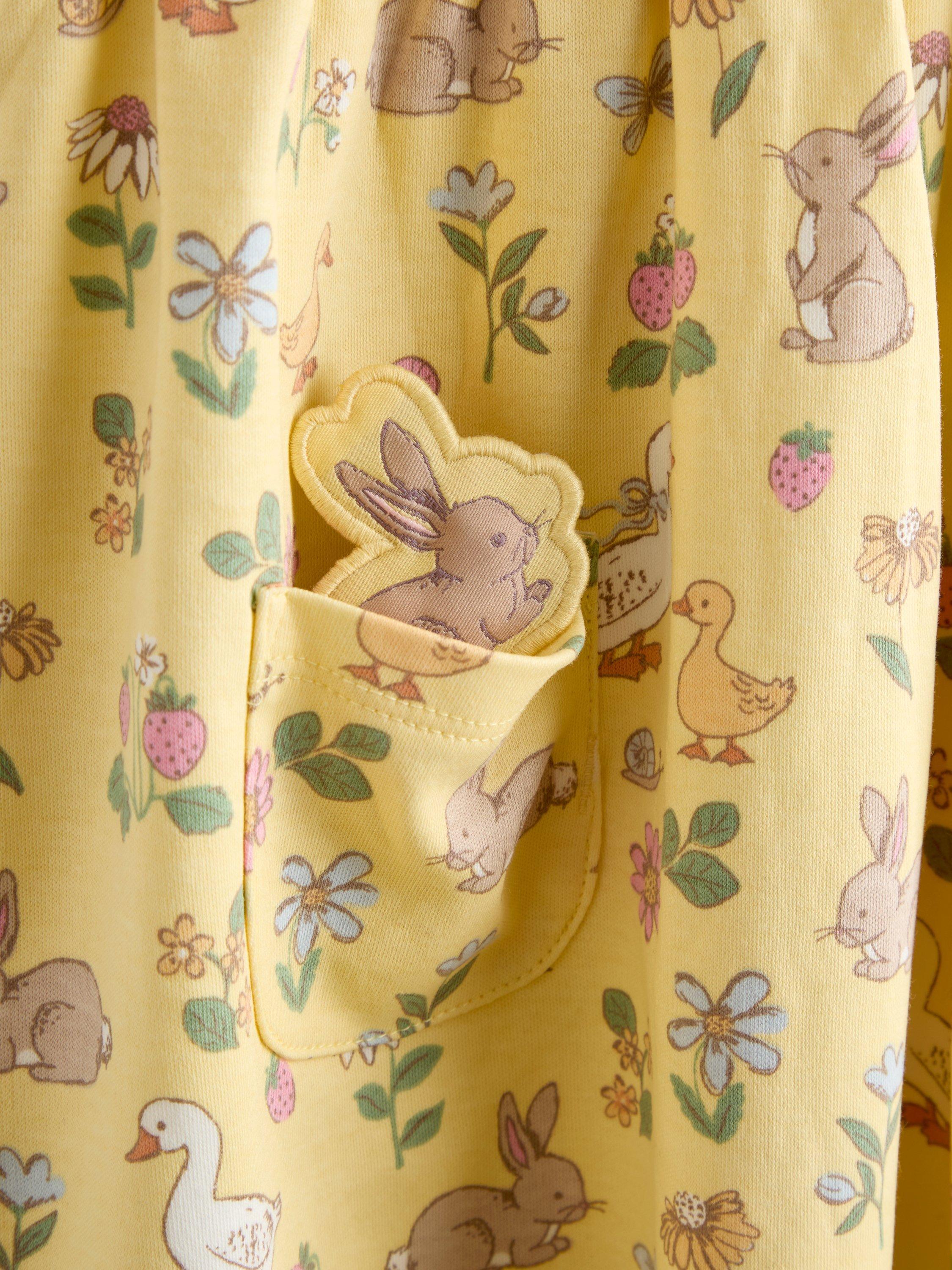 Kids' Bunny Print Button Down Dress, Light Yellow