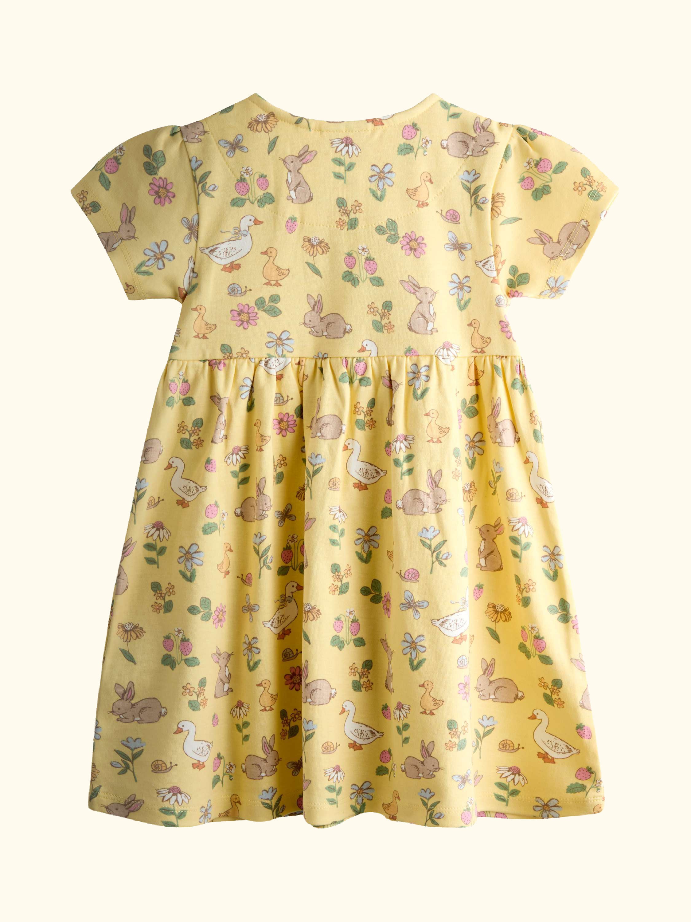 Kids' Bunny Print Button Down Dress, Light Yellow