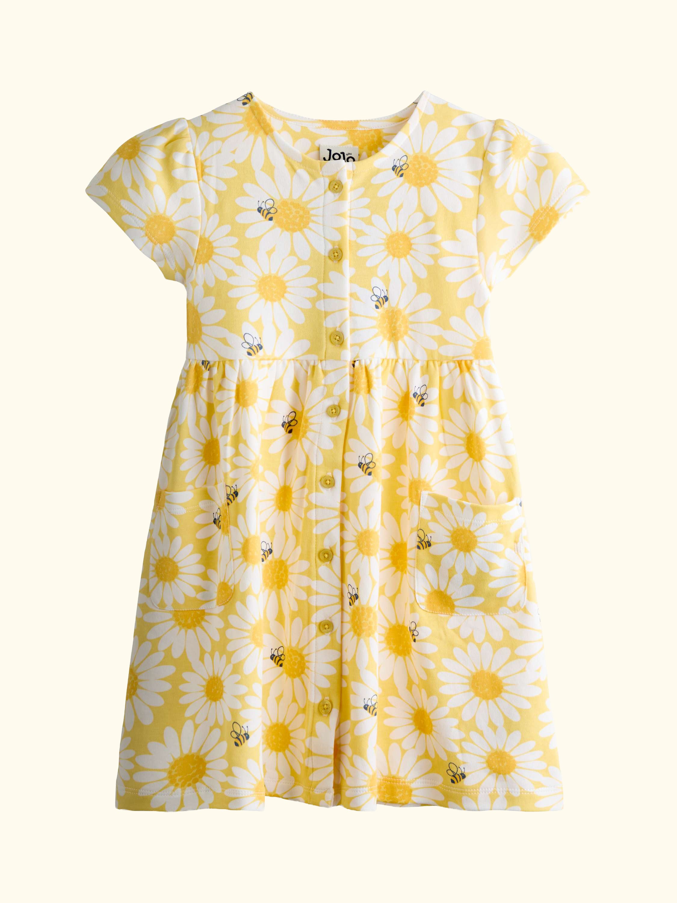 Kids' Button Down Pet In Pocket Dress, Light Yellow