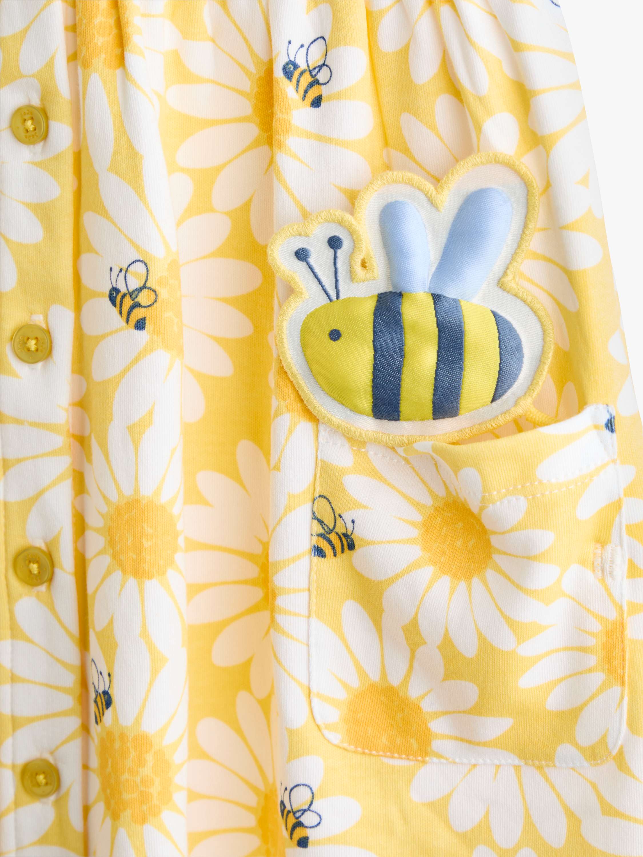 Kids' Button Down Pet In Pocket Dress, Light Yellow