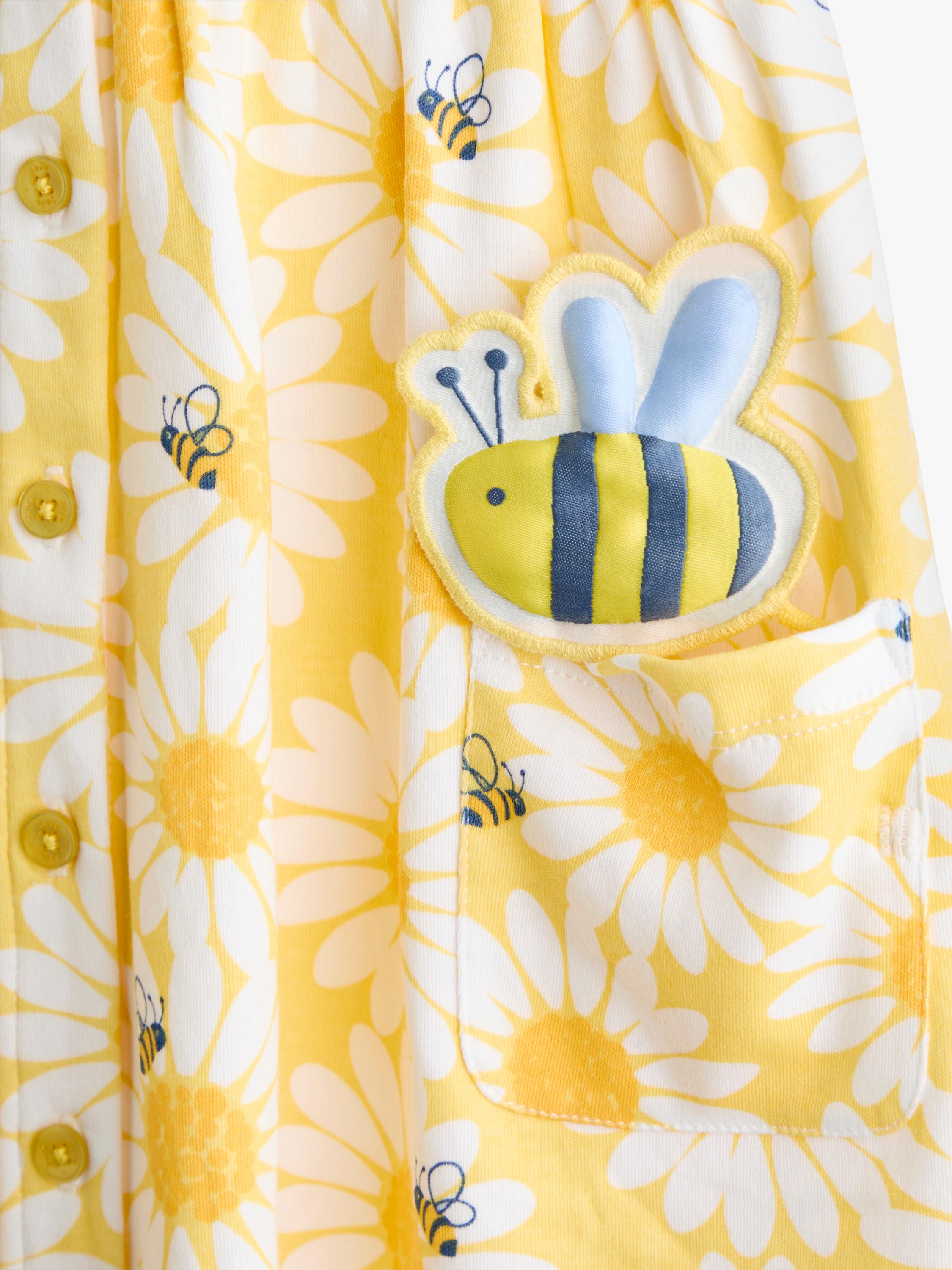 Kids' Button Down Pet In Pocket Dress, Light Yellow