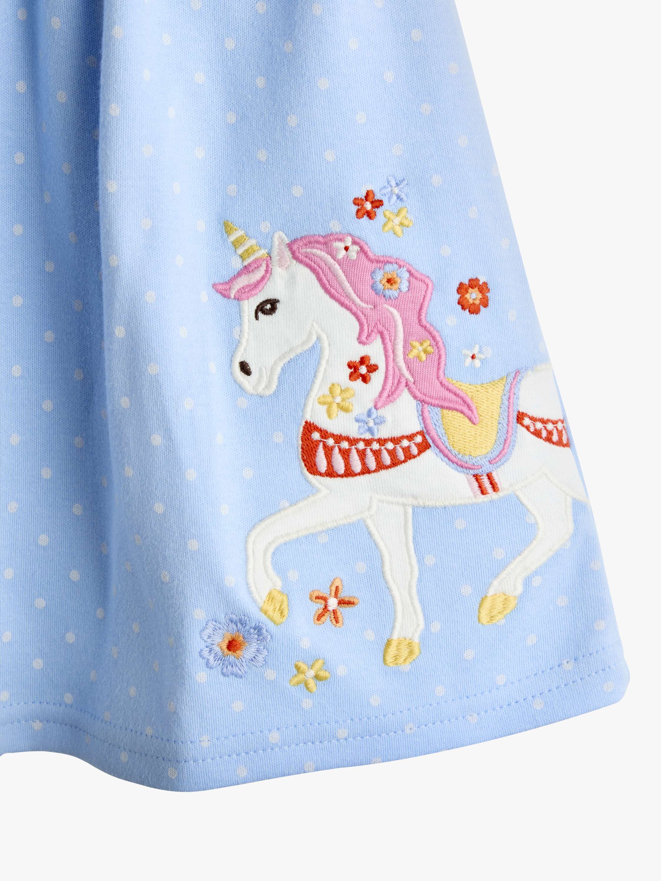 Kids' Unicorn Appliqué Button Front Dress, Cobalt