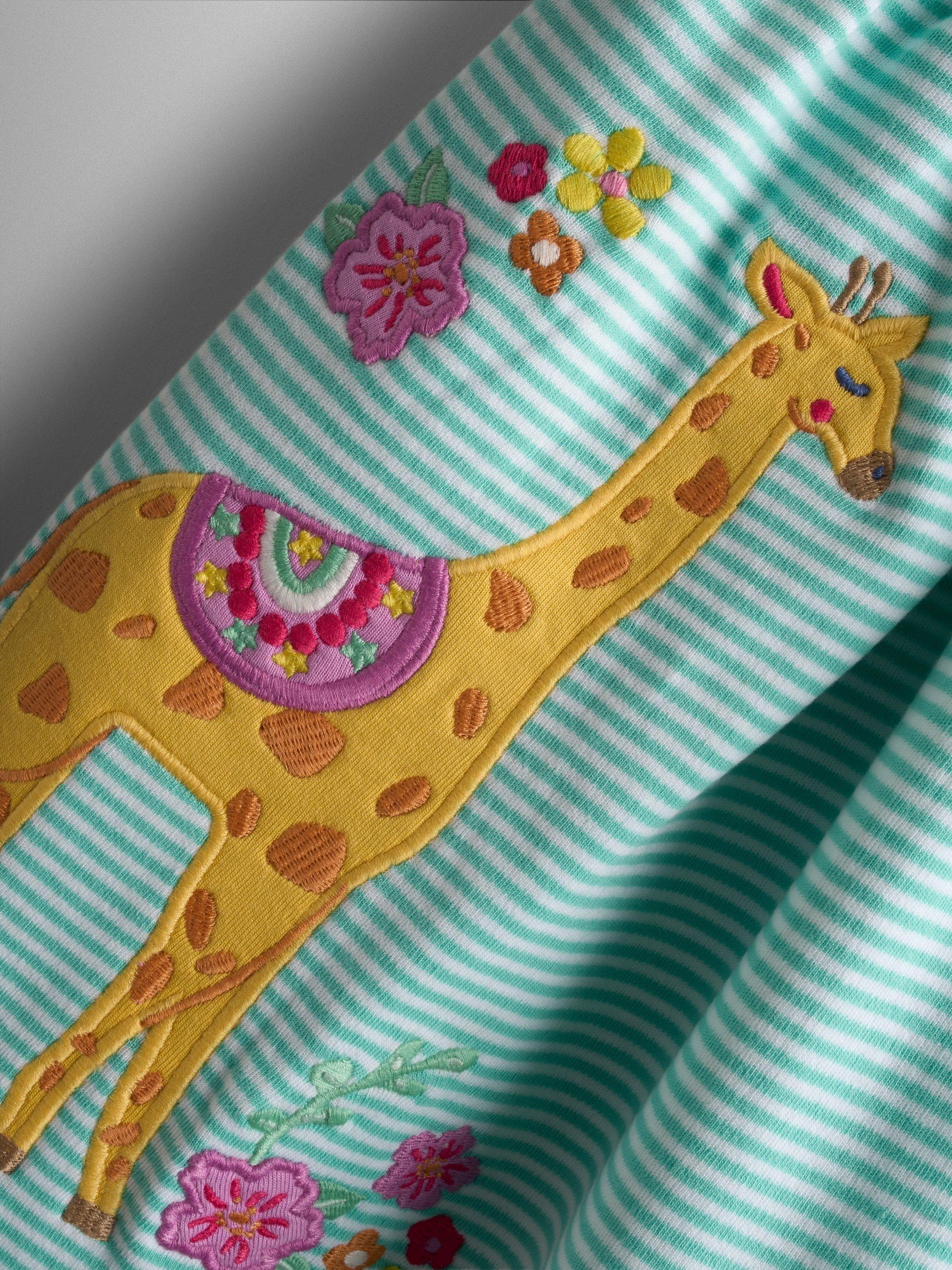 Kids' Button Front Giraffe Applique Dress, Lighthouse
