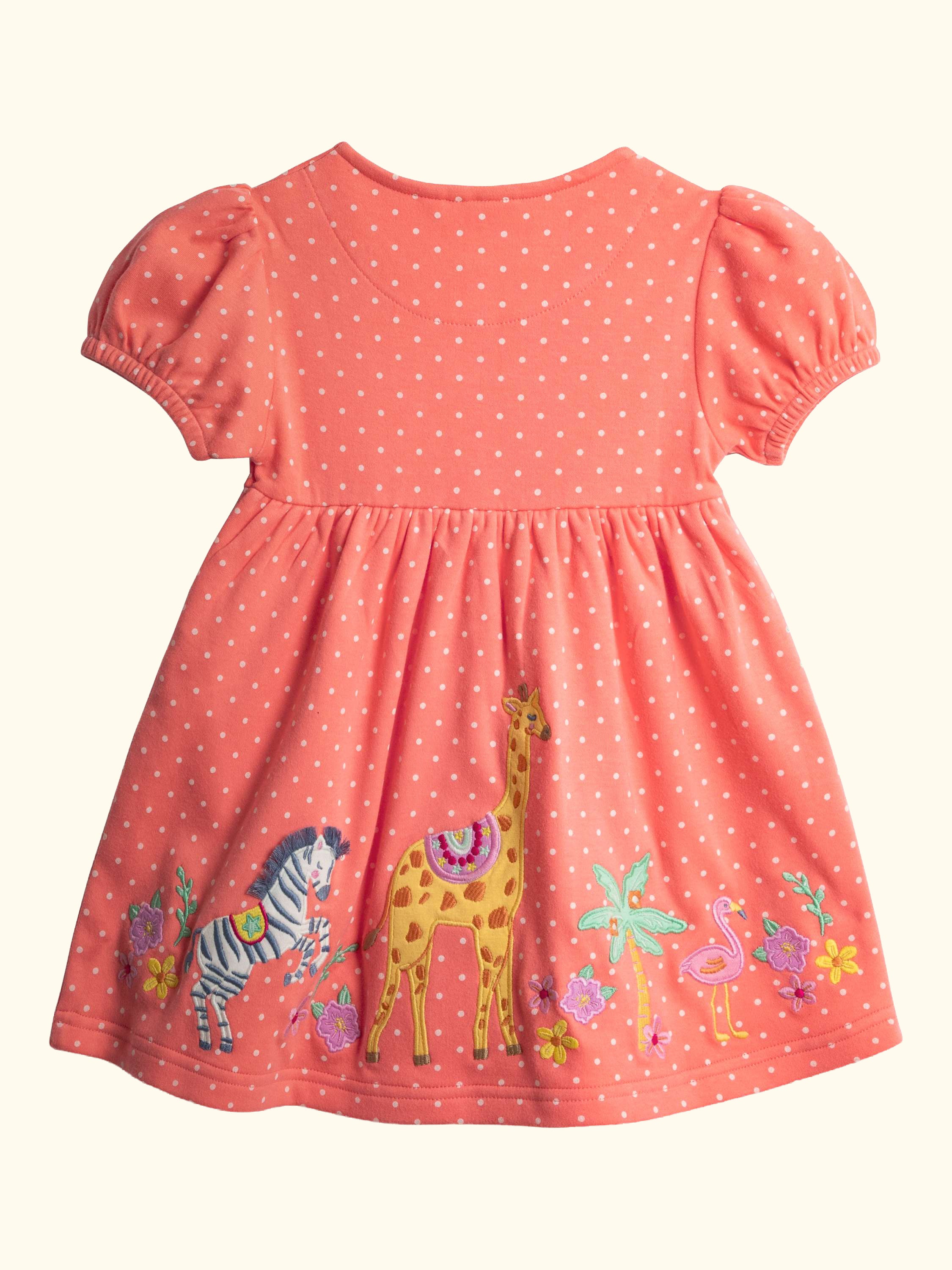 Kids' Button Front Safari Applique Dress, Peach