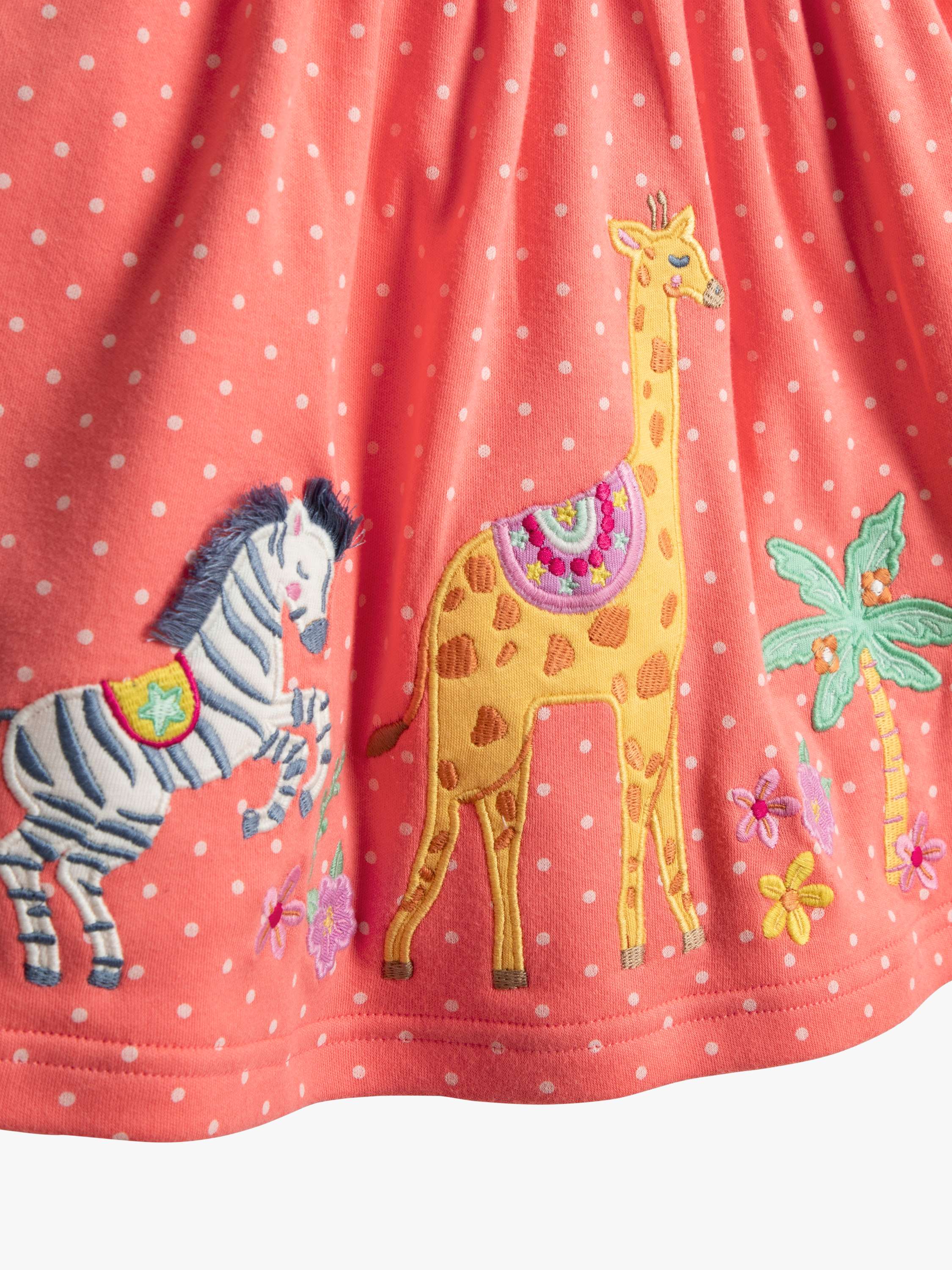 Kids' Button Front Safari Applique Dress, Peach